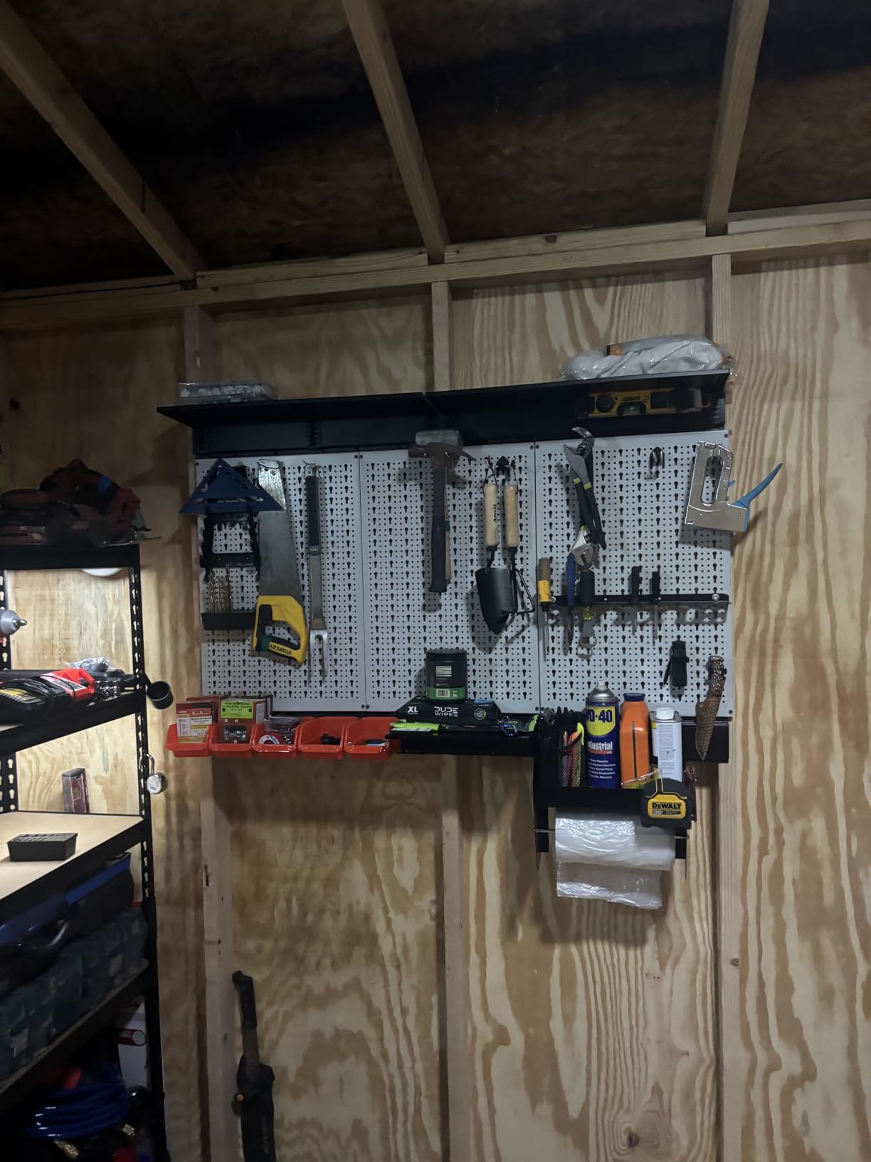 TORACK Pegboard Wall Organizer 4 ft. Garage Metal Pegboard Tool Organizer System, Tools Storage Peg Board Kit with Hooks and Accessories, Wall Mounted Storage Bins, Overhead Shelves customer photo 1