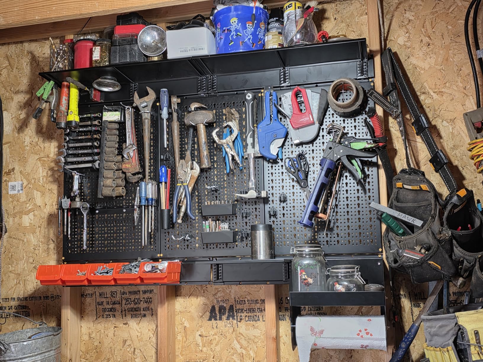 TORACK Pegboard Wall Organizer 4 ft. Garage Metal Pegboard Tool Organizer System, Tools Storage Peg Board Kit with Hooks and Accessories, Wall Mounted Storage Bins, Overhead Shelves customer photo 2