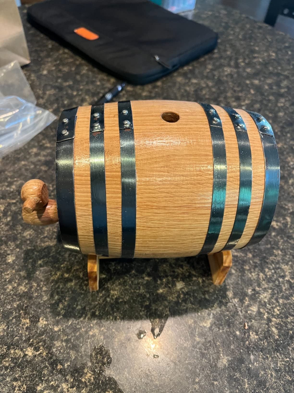 American Oak Barrel (2 liter) with Chalkboard Front - Charred Mini Keg for Aging Cocktails, Bourbon, Scotch, Whiskey, Gin, Hot Sauce - Home Bar Decor by Thousand Oaks Barrel Co. | Wooden Beverage Dispenser with Chalkboard Front, Home Bar Decor for Aging Whiskey, Bourbon, Cocktails, Wine & Spirits customer photo 1