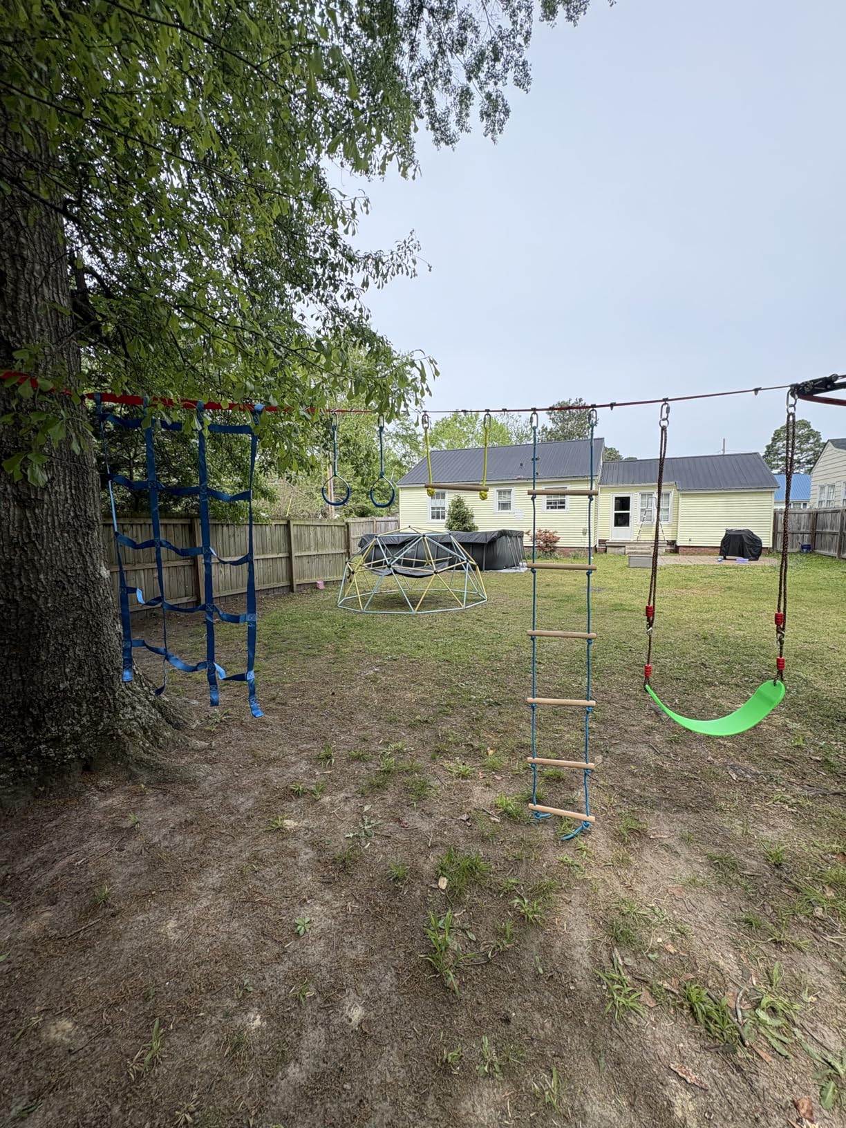 Ninja Warrior Obstacle Course for Kids Backyard - 2×50ft Slackline Kit with 10 Most Complete Accessories for Boys & Girls, Swing, Rope Ladder, Gymnastic Ring, Climbing Net, Arm Trainer and Monkey Fist customer photo 2