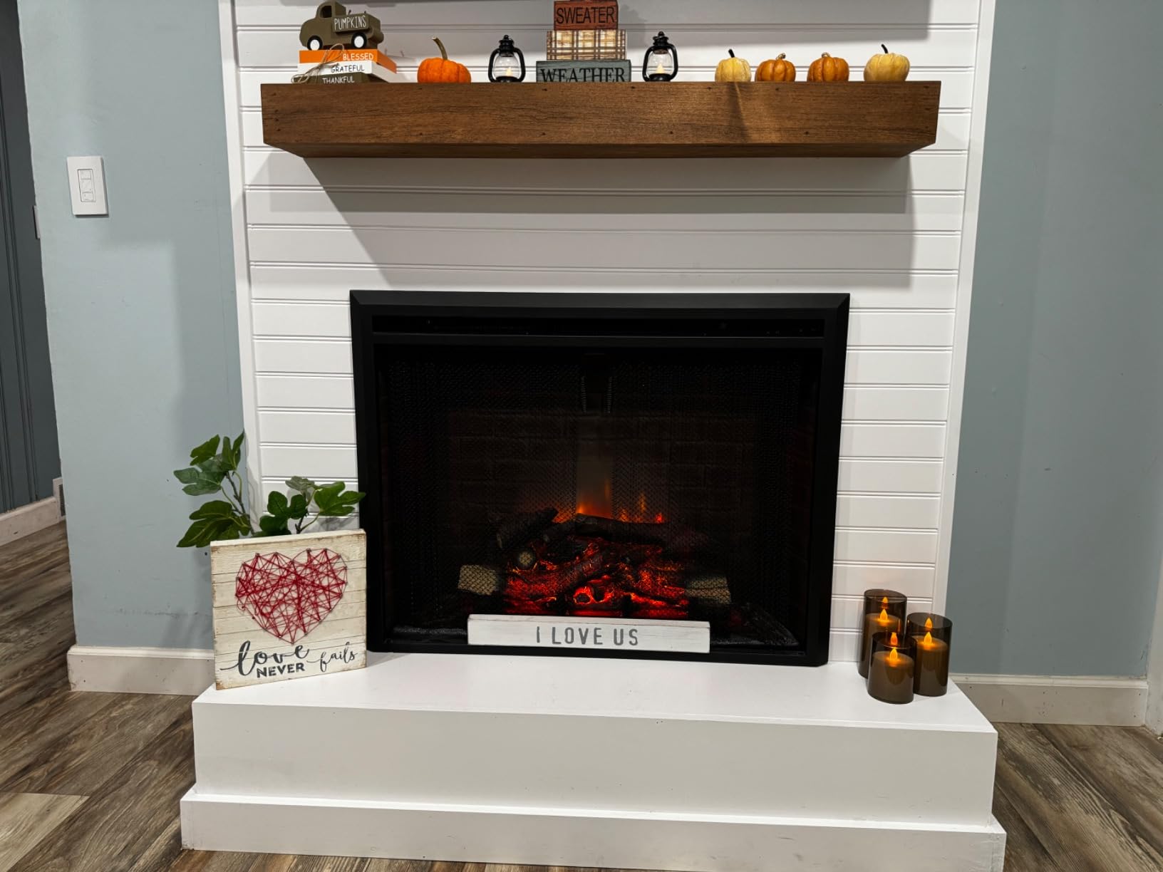 PuraFlame Klaus Electric Fireplace Insert with Fire Crackling Sound, Glass Door and Mesh Screen, 750/1500W, Black, 33 1/16 Inches Wide customer photo 1