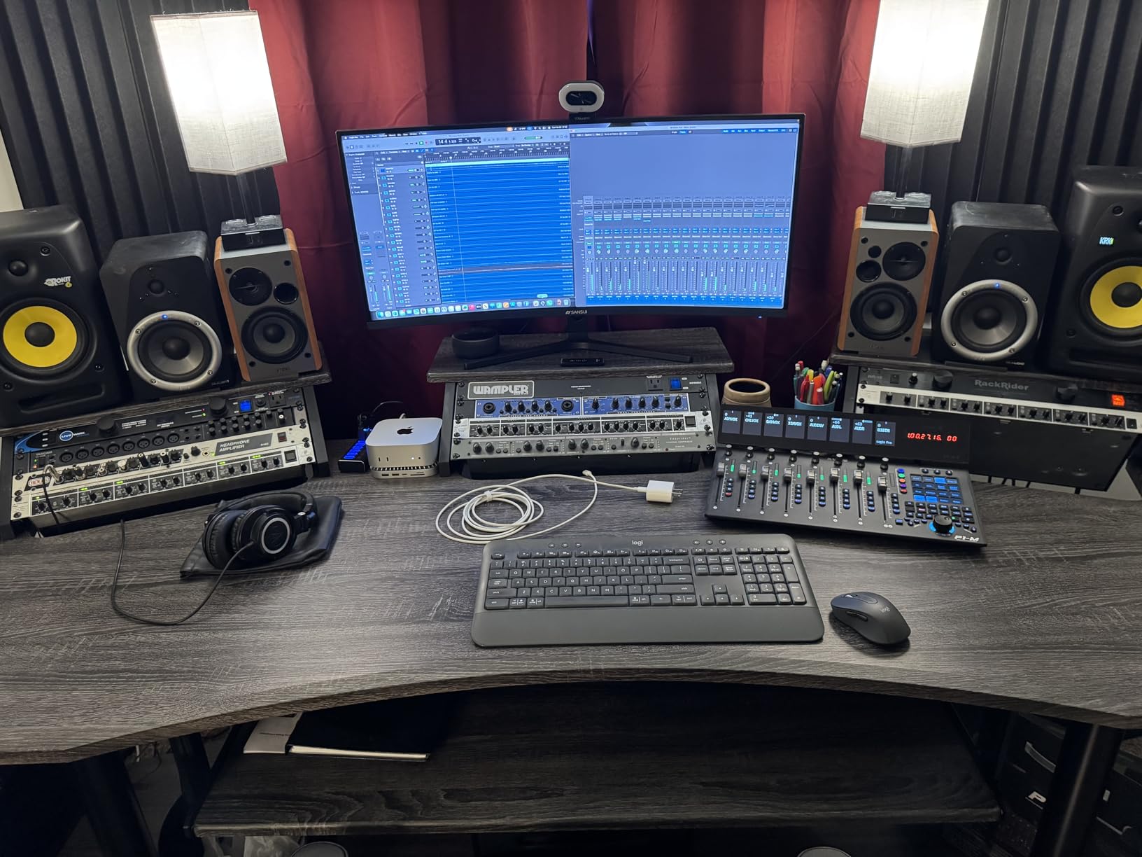 Acme Eleazar Wooden 4-Shelf Music Recording Studio Desk in Black Oak customer photo 1