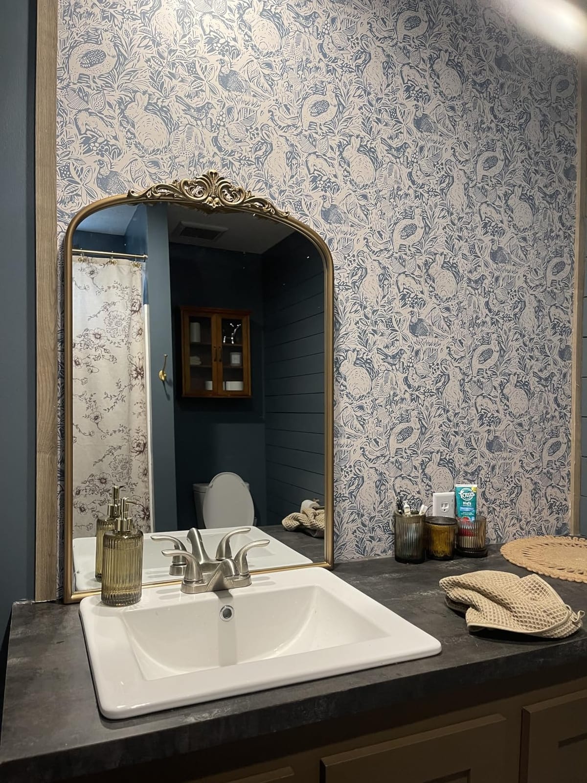 NuWallpaper Blue Terrene Peel and Stick Wallpaper, Blue Abstract Removable Contact Paper for Walls, Self Adhesive Wall Covering for Bedroom Living Room Accent Wall customer photo 1