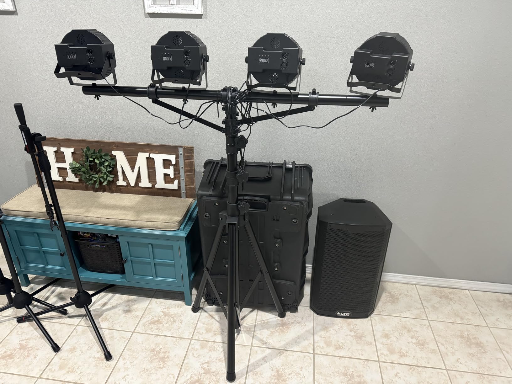 Sound Town DJ Lighting Stand-Adjustable Height, 10.3 ft Tall with Side Bars and Tripod Base (STLS-011) customer photo 2