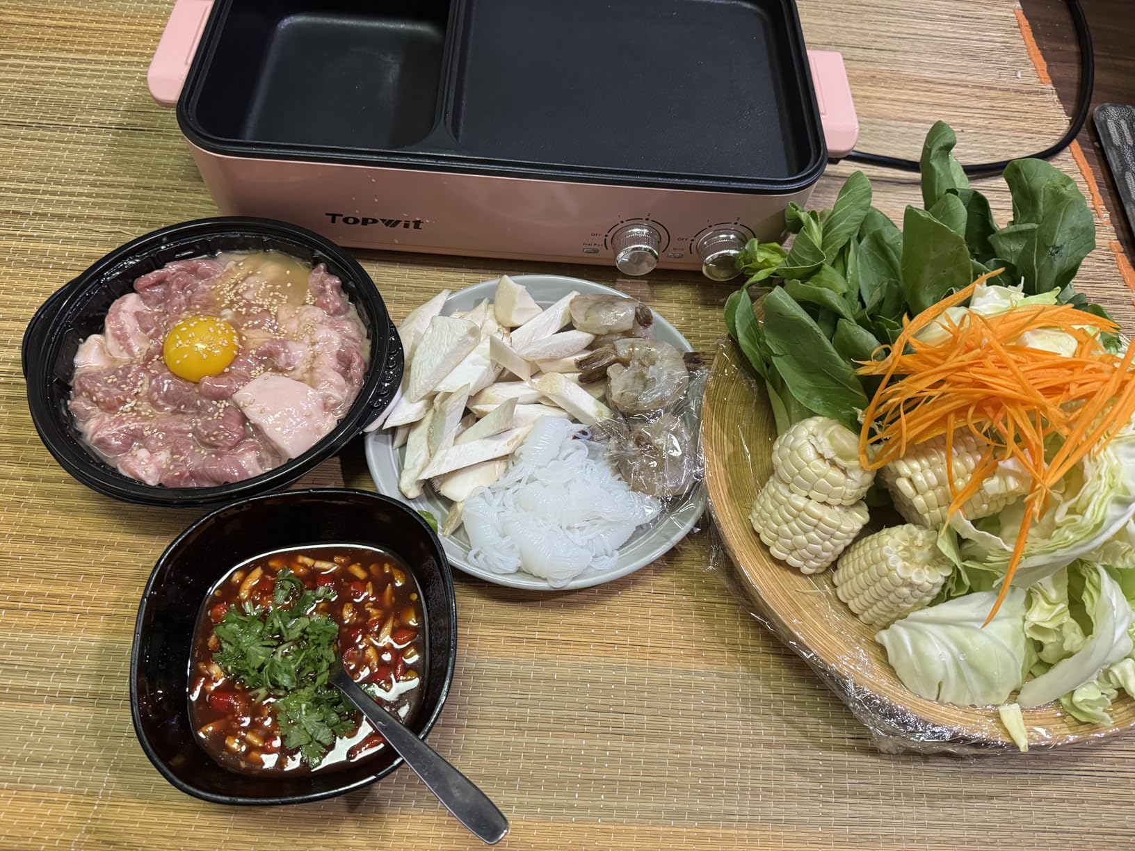 Topwit Hot Pot with Grill, Korean BBQ Grill, 2-in-1 Electric Pot | Nonstick Coating, Dual Temperature Control, Fast Heating, Ideal for Korean BBQ, Shabu Shabu, Noodles, Steaks and Family Meals customer photo 2