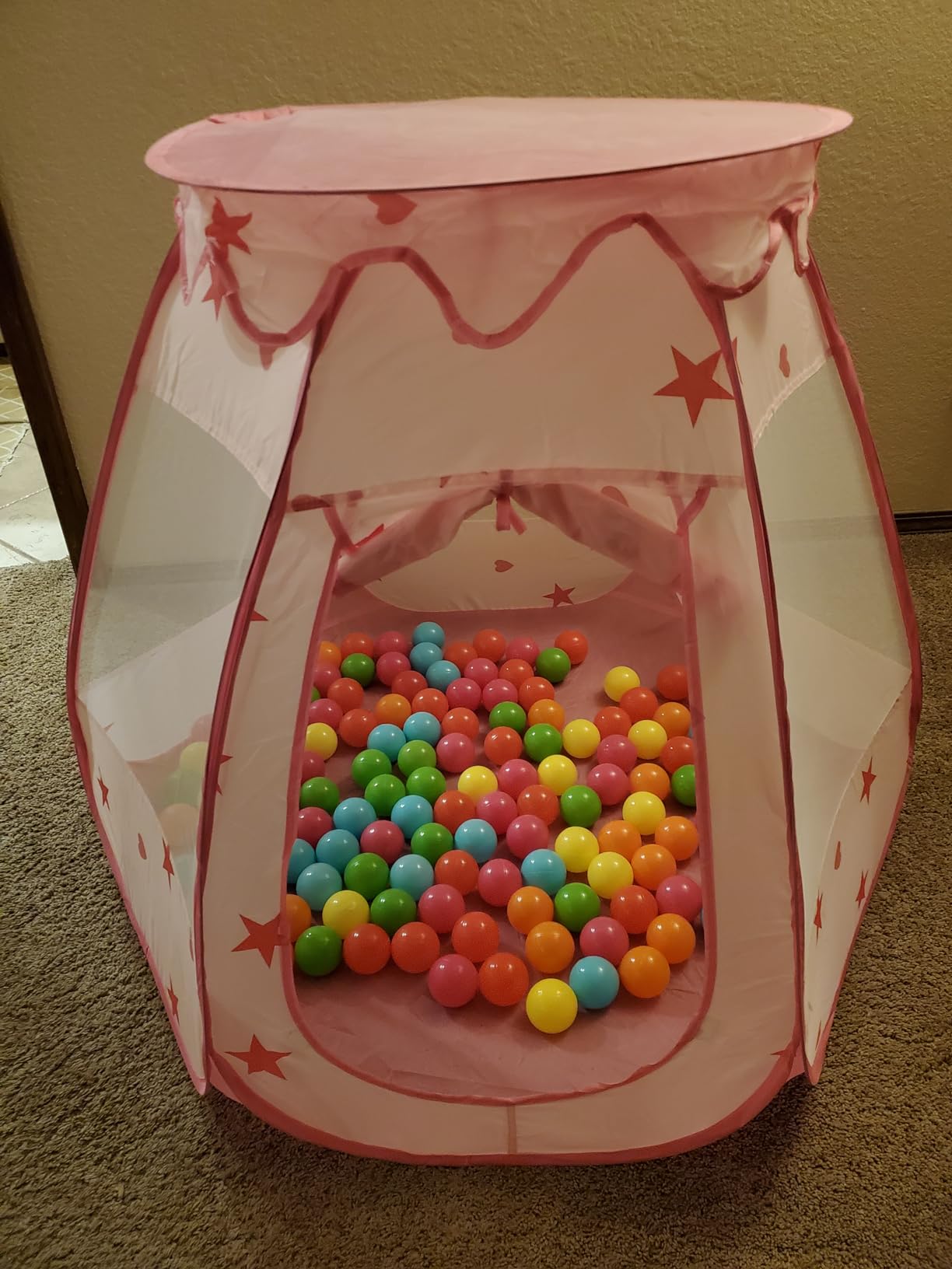 Baby Ball Pit for Toddler with 50 Balls, Kids Pop Up Play Tent for Girls, Princess Toys for Children Indoor & Outdoor Playhouse with Carry Bag (Ball Pit with 50 Balls) customer photo 1