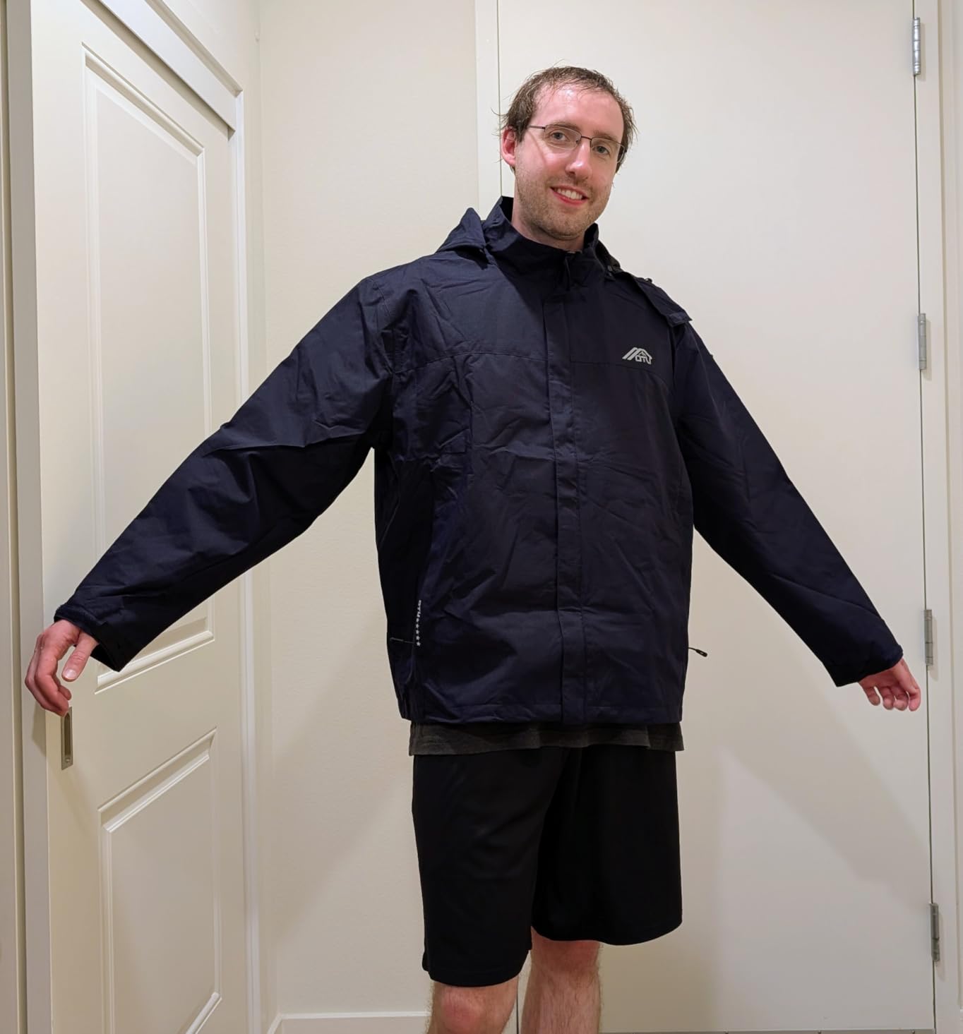 Men's Lightweight Waterproof Hooded Rain Jacket Outdoor Raincoat Shell Jacket for Hiking Travel customer photo 1