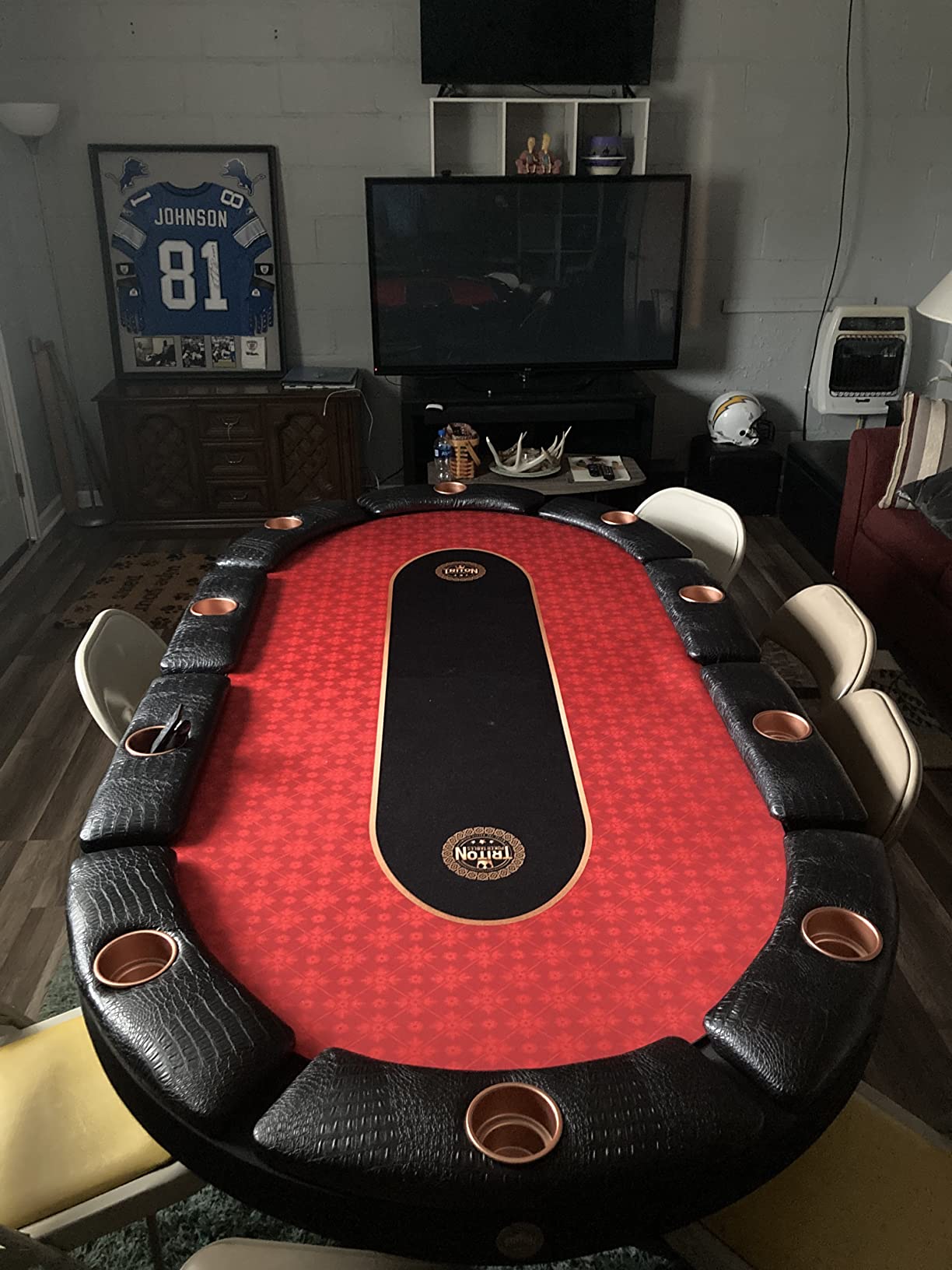 Triton Premium Foldable Poker Table - Poker Table for 10 Players Long-Lasting, Luxurious Vegas Style Casino Experience at Home, Padded Armrests and Cup Holders, Perfect for Texas Hold'em Games customer photo 1