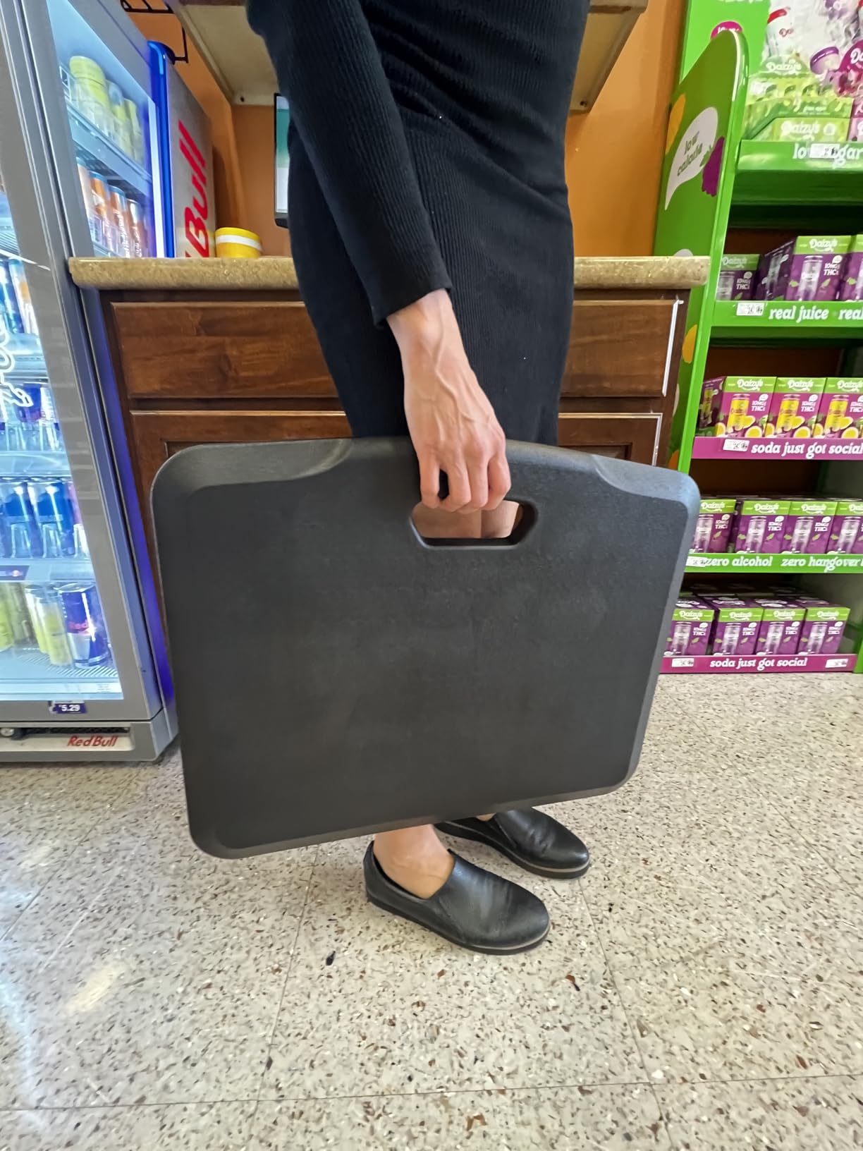 Mount-It! Standing Desk Floor Mat, 18x22, Red - Rubberized gel foam comfort mat for standing desk, kitchen, garage & office. Anti-slip, washable surface. customer photo 2