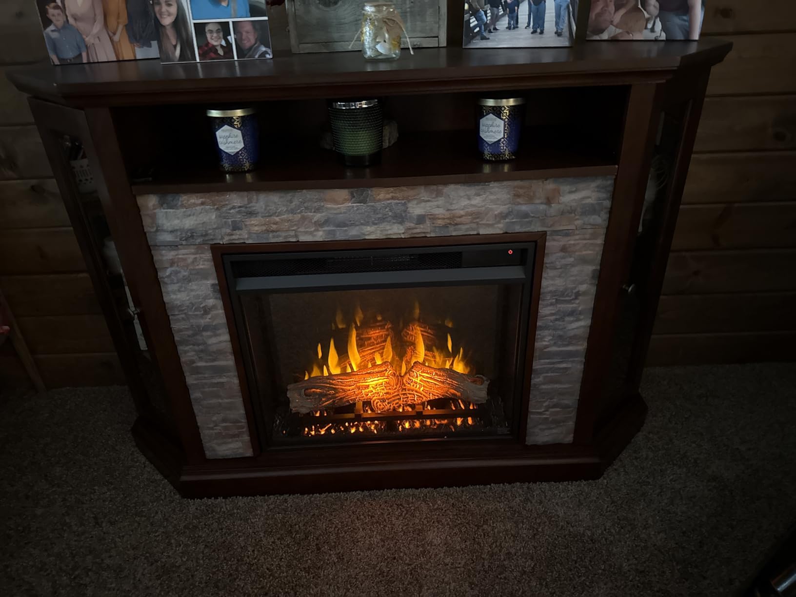 SEI Furniture - Redden Corner-Convertible Electric Fireplace with Touch Screen - Espresso - Transitional Design, Brown Glass and Wood - Ideal for Living Room, Bedroom (FR9392) customer photo 1
