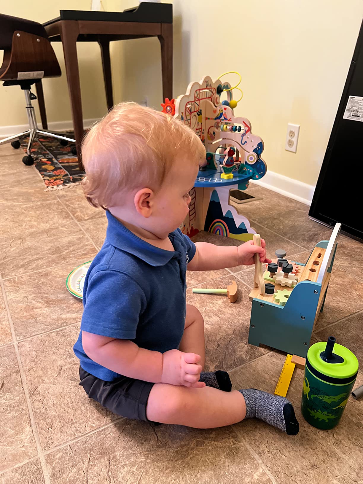 ROBUD Mini Wooden Play Tool Workbench Set for Kids Toddlers - Montessori Toys for 3 4 5 Years Old Boys Girls customer photo 1