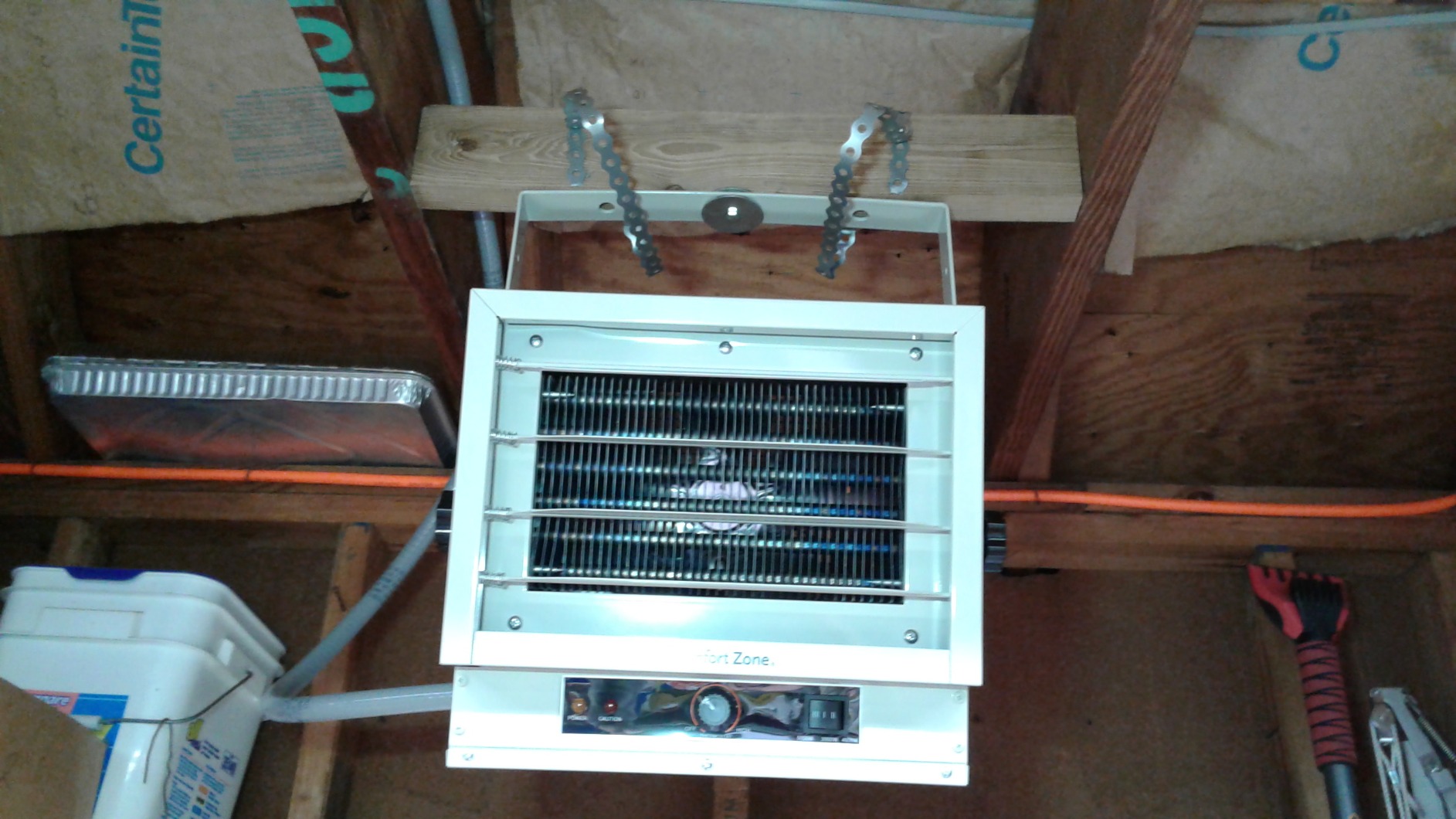 Comfort Zone Hard-Wired Ceiling Mount Garage Electric Space Heater, Fan-Forced, 5,000 watt, 240 volt, Overheat Protection, Thermal Cut-Out Switch, Ideal for Workshop & Garage, ETL Compliant, CZ220BK customer photo 1