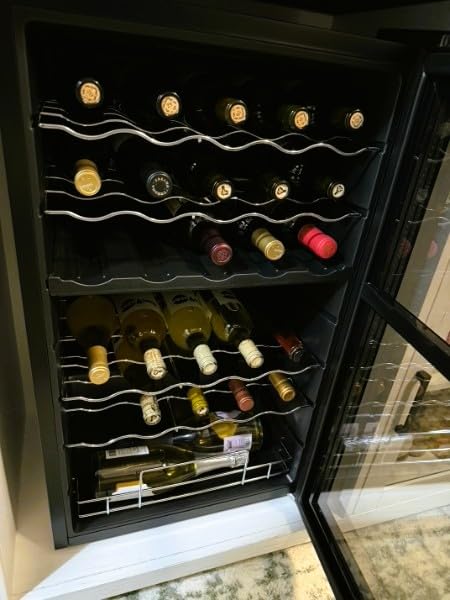 Wine Enthusiast 32-Bottle Dual Zone MAX Compressor Wine Cooler - Freestanding Mini Fridge with Digital Touchscreen, LED Display, Split Storage for Red & White Wines, Matte Black Refrigerator Home Bar customer photo 2