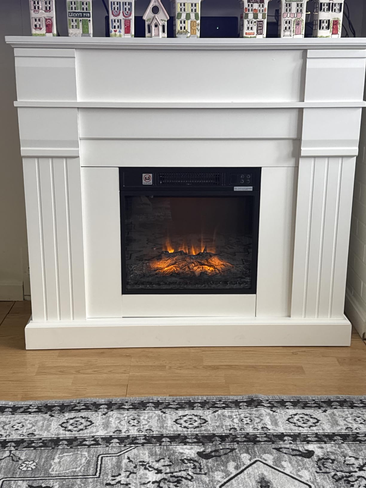 ROVSUN 47'' Electric Fireplace with Mantel, Freestanding Heater with Timer, 6 Realistic Flames & Adjustable Temperature for Home Bedroom Living Room Indoor, 1400W customer photo 1