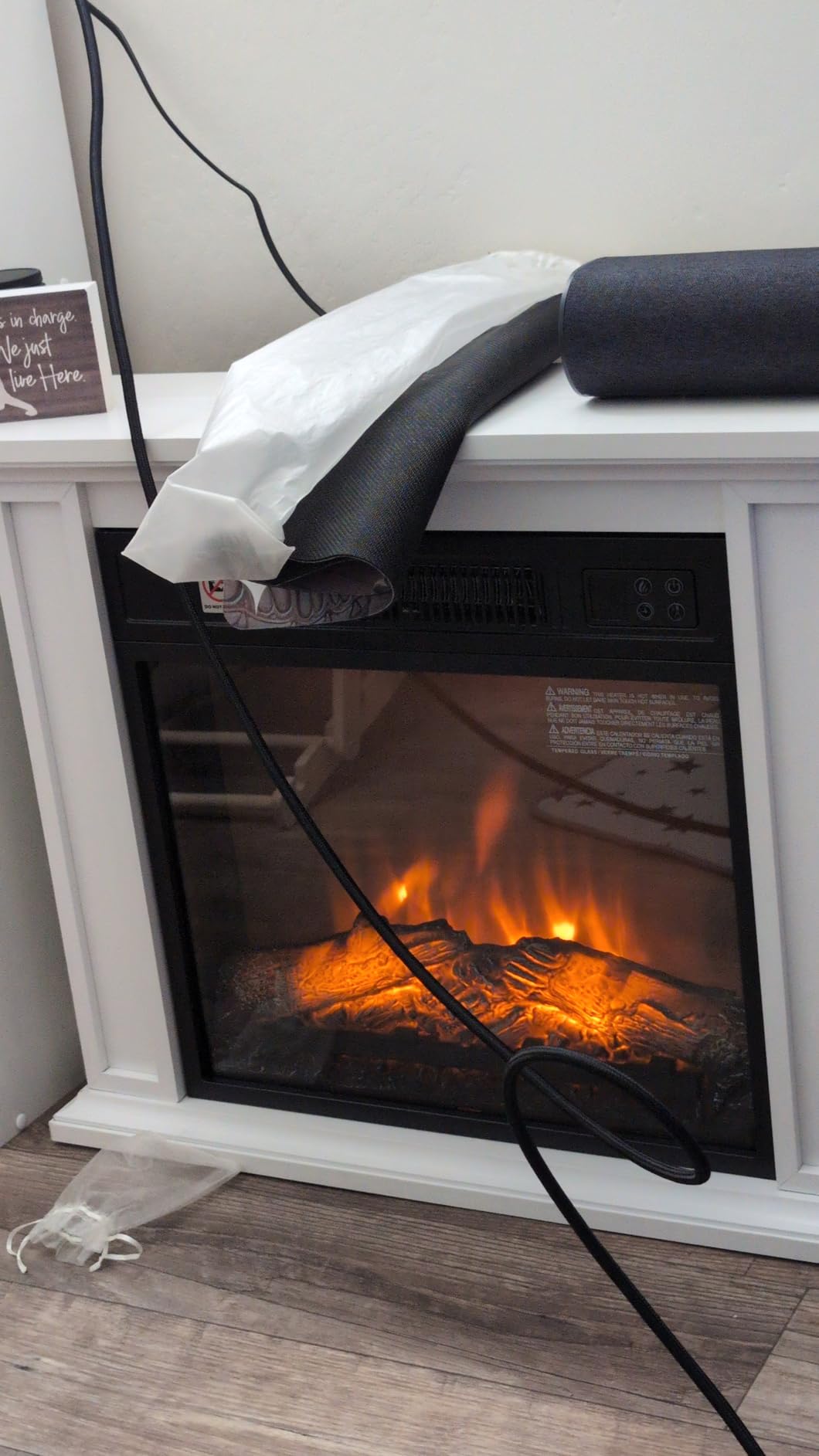 ROVSUN 47'' Electric Fireplace with Mantel, Freestanding Heater with Timer, 6 Realistic Flames & Adjustable Temperature for Home Bedroom Living Room Indoor, 1400W customer photo 2