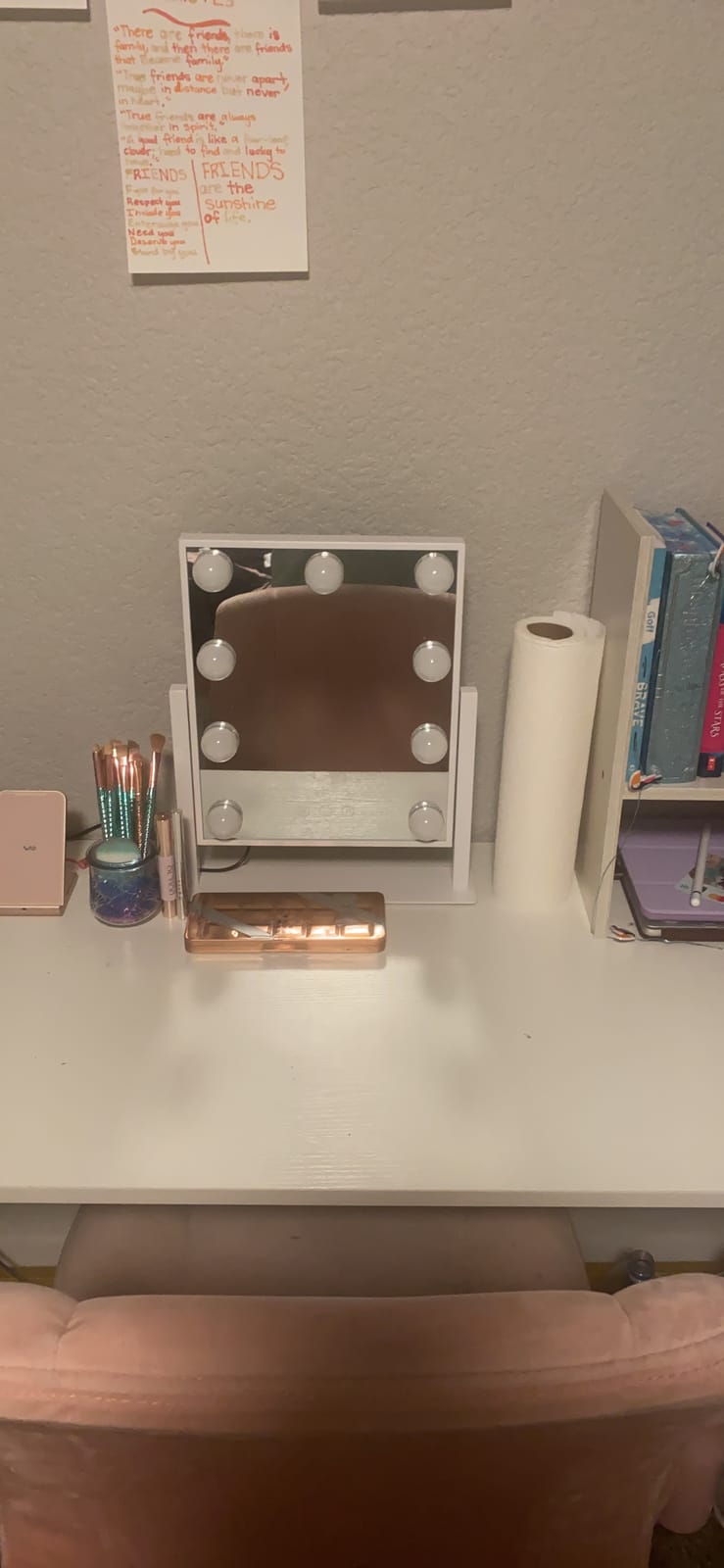 BWLLNI Lighted Makeup Mirror, White Vanity Mirror with Lights, 9 LED Bulbs | Hollywood Mirror Touch Control Design 3 Colors Dimable LED Bulbs, Detachable 10X Magnification, 360°Rotation, 12