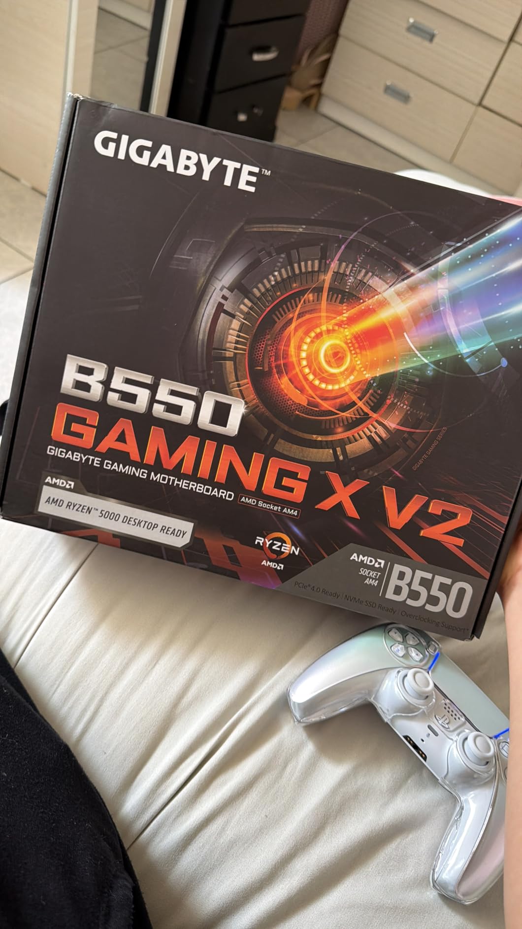 GIGABYTE B550 Gaming X V2 AMD AM4 ATX Motherboard, Supports Ryzen 5000/4000/3000 Series Processors, DDR4, 10+3 Power Phase, 2X M.2, PCIe 4.0, Front USB-C, GbE LAN, Q-Flash Plus, RGB Fusion customer photo 1