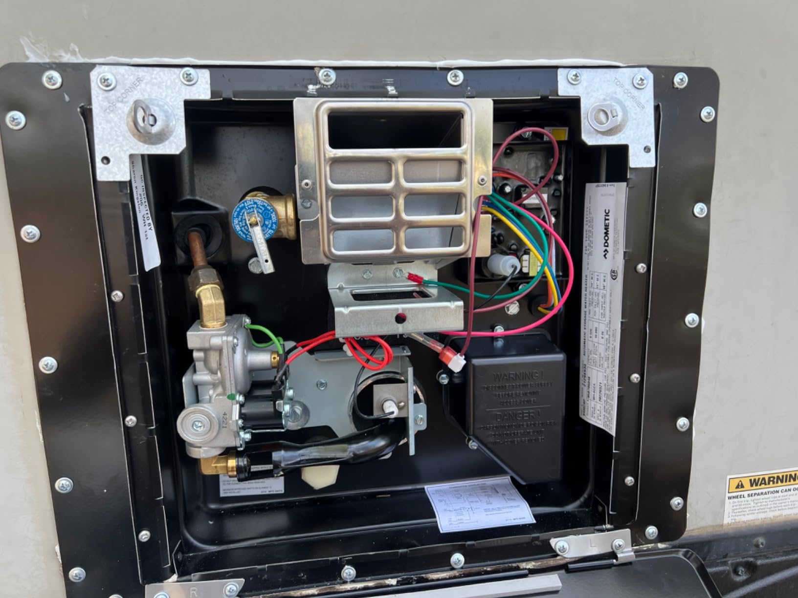 Dometic WH-6GEA RV Gas and Electric Water Heater, 6 Gallon, 12 Volt | Aluminum tank needs no anode rod, quick-heating burner with electric element, 16 x 16 x 14 in, indoor installation customer photo 2