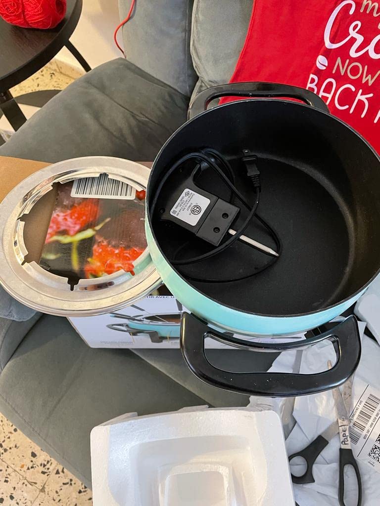 Nostalgia 12-Cup Electric Fondue Pot Set for Cheese & Chocolate - 8 Color-Coded Forks, Temperature Control - Aqua customer photo 2