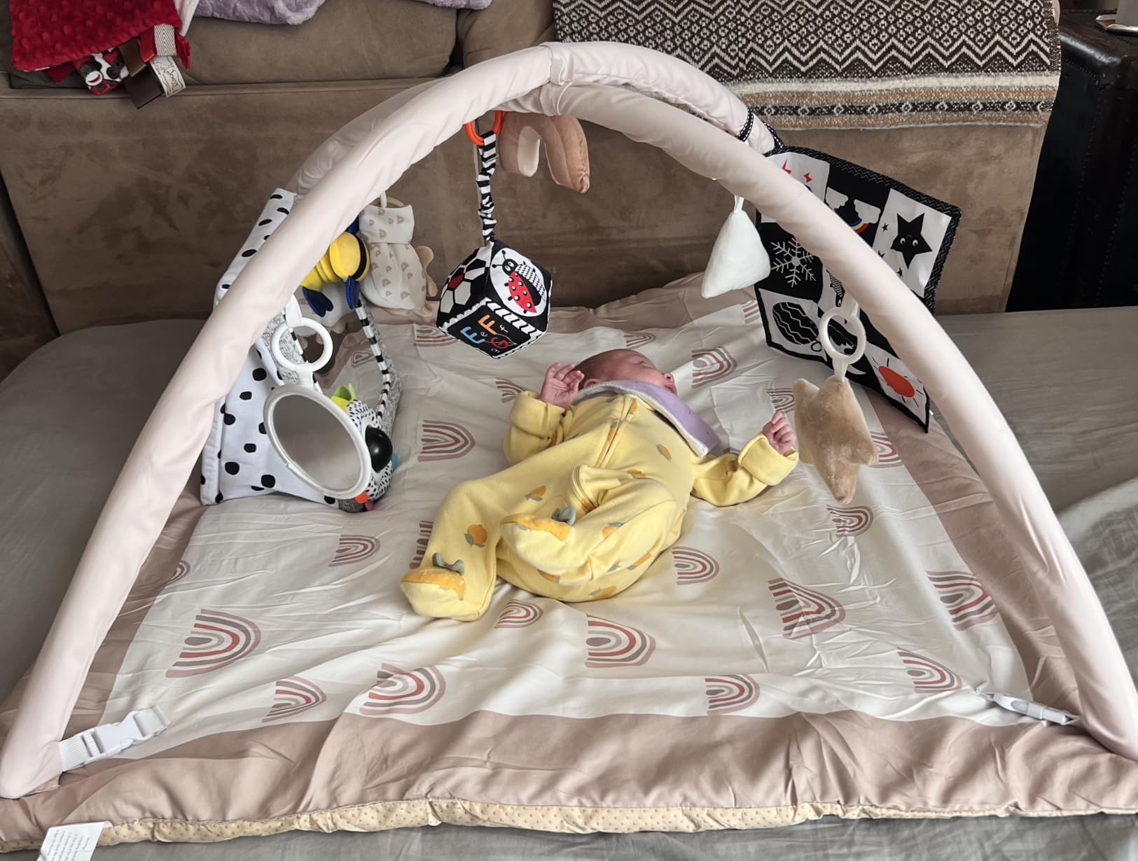 Mallify Washable Tummy Time Mat, Baby Play Gym with 6 Featured Toys and 12 Milestone Cards customer photo 2