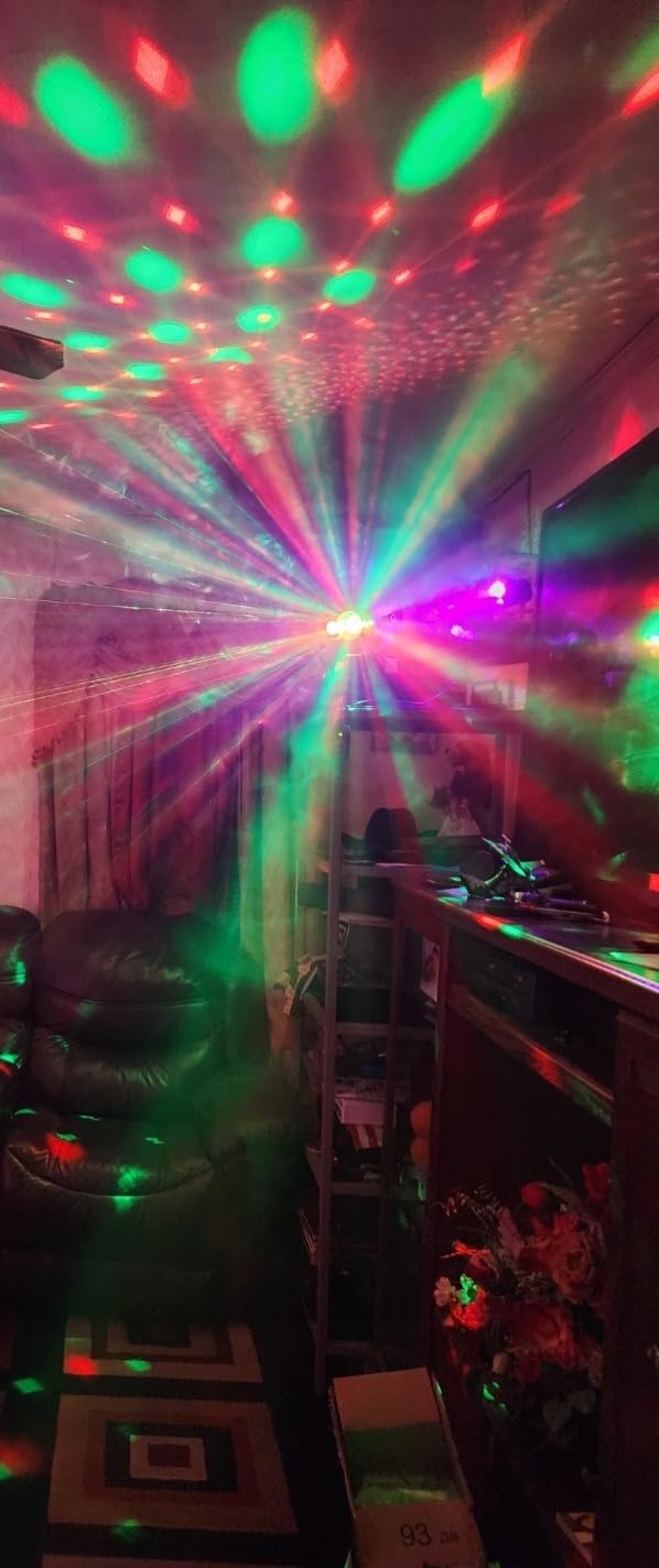 DJ Disco Stage Party Lights, LED Sound Activated Laser Light RGB Flash Strobe Projector with Remote Control for Christmas Halloween Decorations Karaoke Pub KTV customer photo 1