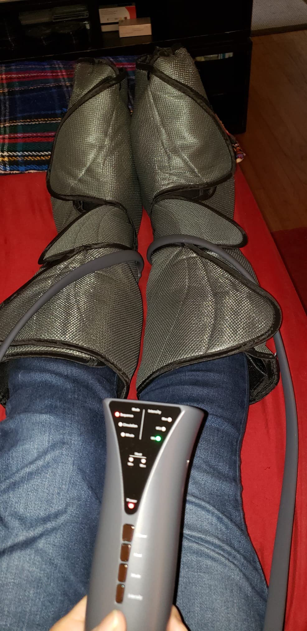 FIT KING Air Compression Leg and Foot Massager with Heat for Circulation | FSA-HSA, Adjustable Leg Wraps, Size Extensions, 3 Modes 3 Intensities, Helpful for Pain Edema RLS customer photo 1