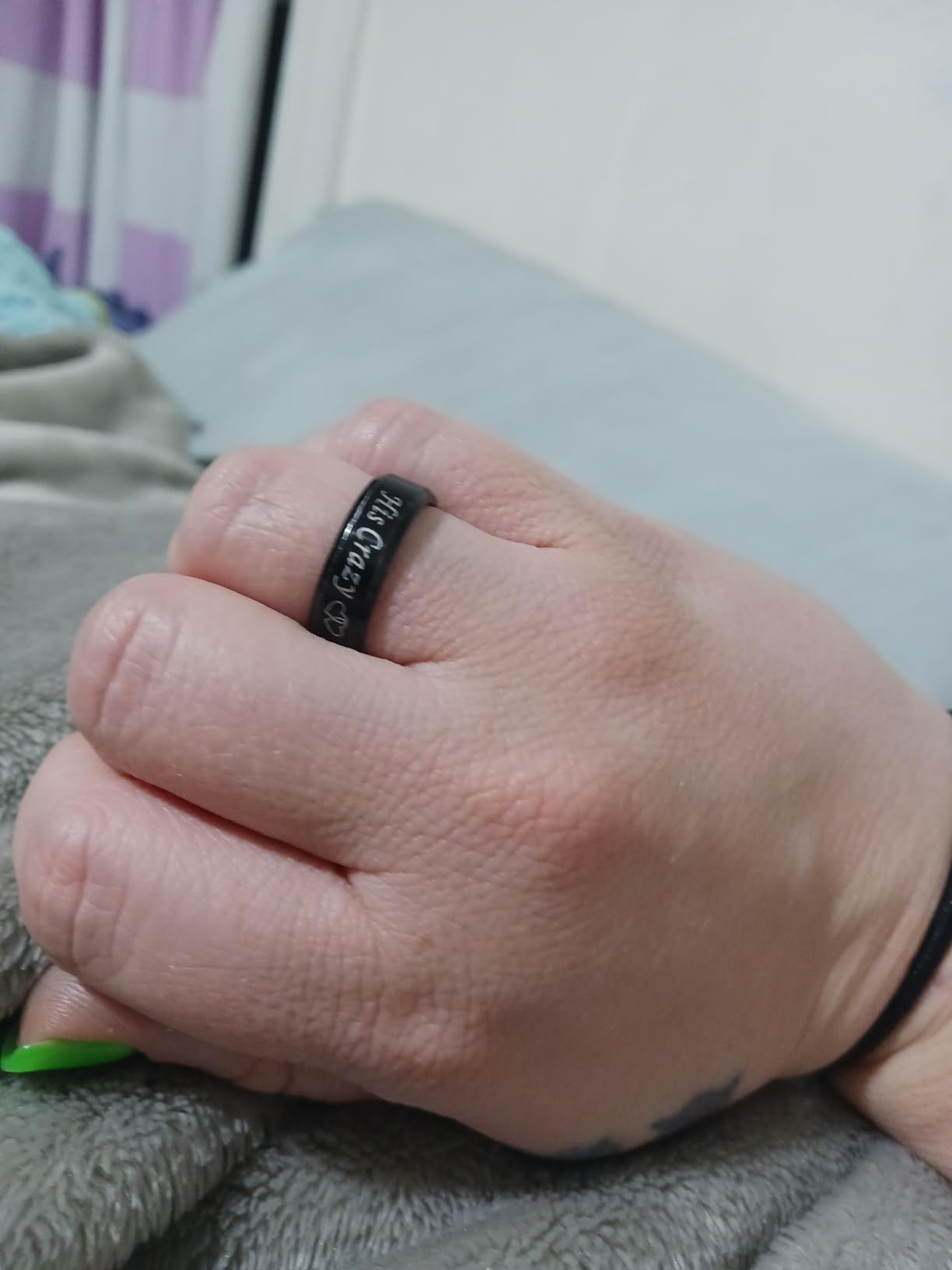 His Crazy Her Weirdo Heart Rings for Couples Always and Forever Matching Promise Rings Black Wedding Bands Sets for Him and Her Stainless Steel Comfort Fit customer photo 1