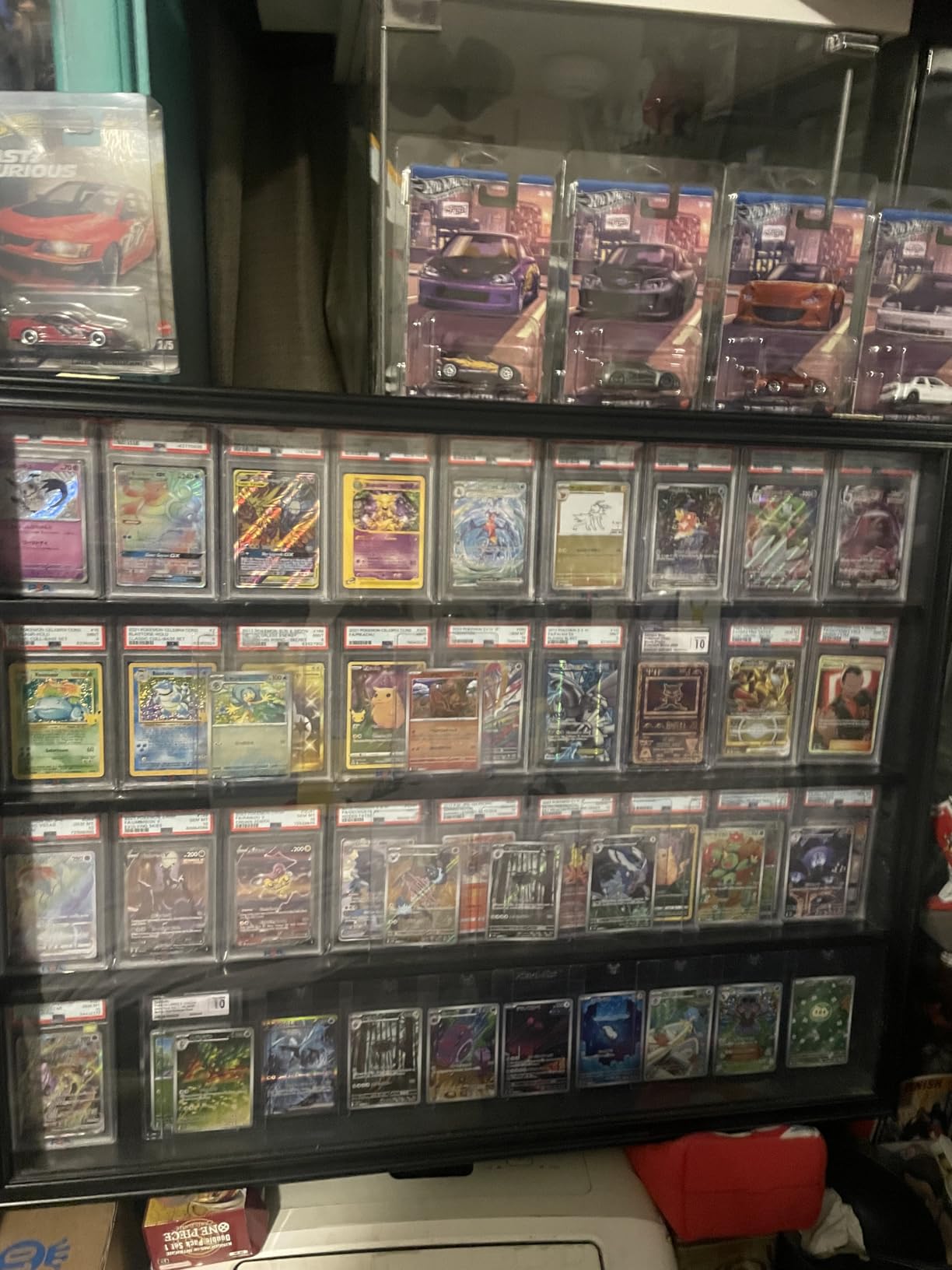 36 Graded Sports Card Wall-Mounted Display case for Shows, Black | Matte Mahogany frame, UV anti-yellow acrylic panel, lockable design, shockproof foam packaging, for vendor card customer photo 1