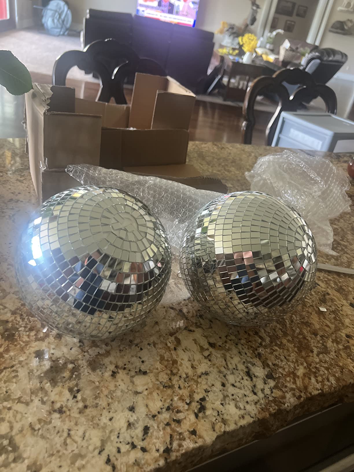2 Pack Mirror Disco Ball, 7 Inch Cool and Fun Large Silver Hanging Disco Ball with Hanging Ring customer photo 2