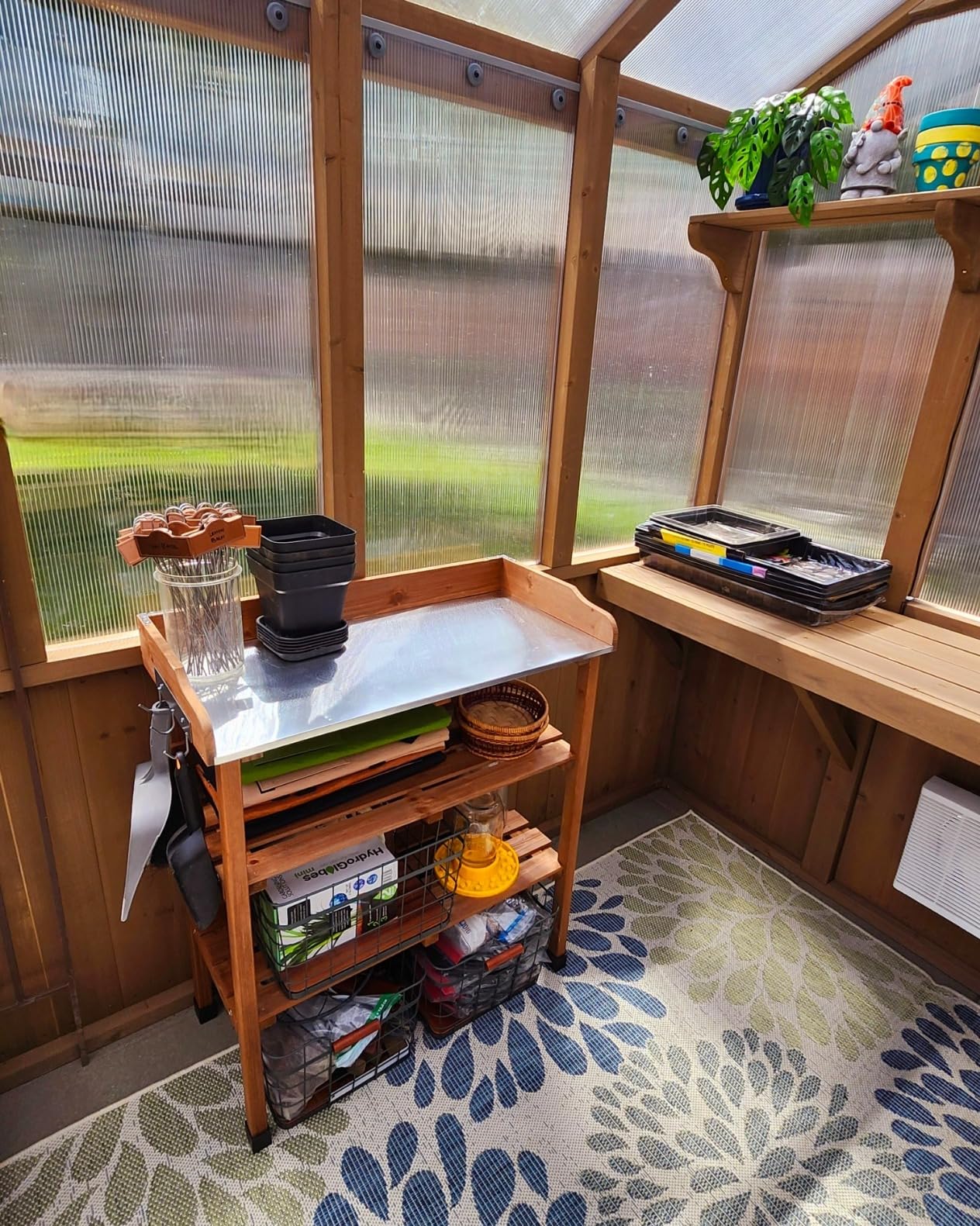 Topeakmart Potting Bench, Metal Top Garden Table for Outdoors, Natural Wood customer photo 2