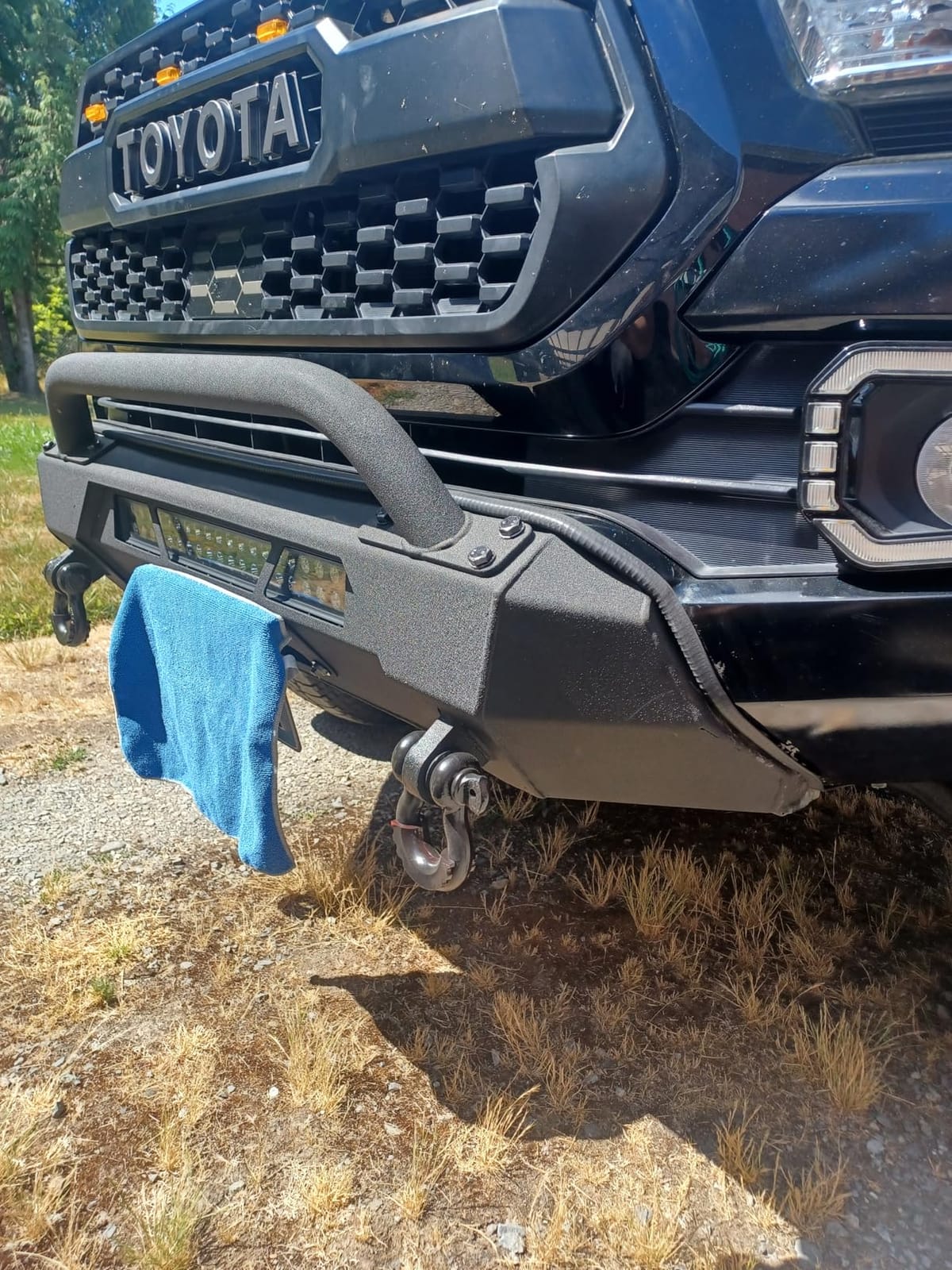 KUAFU Front Winch Bumper Compatible with 2016-2023 Toyota Tacoma Guard Bull Bar W/Winch Mount 4x4 Front Bumper Split Type Brush GuardFront Bumper Grill Grille Guard Protector Brush Push Bar Steel customer photo 1