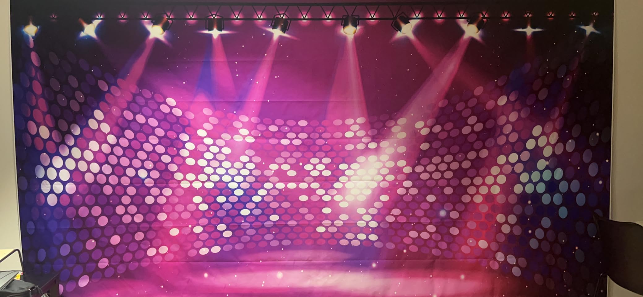 Leyiyi 20x10ft Free Stage Concert Backdrop Dace Music Show Entertainment Discoparty Club Purple Spotlight Lights Background for Photography Adult Portrait Booth Video Shooting Vinyl Studio Props customer photo 1