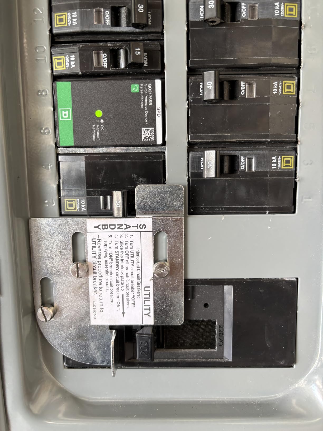 Generator Interlock Kit Compatible with Square D Electric QOCGK2C QO Cover Generator and QOM2 Frame Size Main Breaker customer photo 2