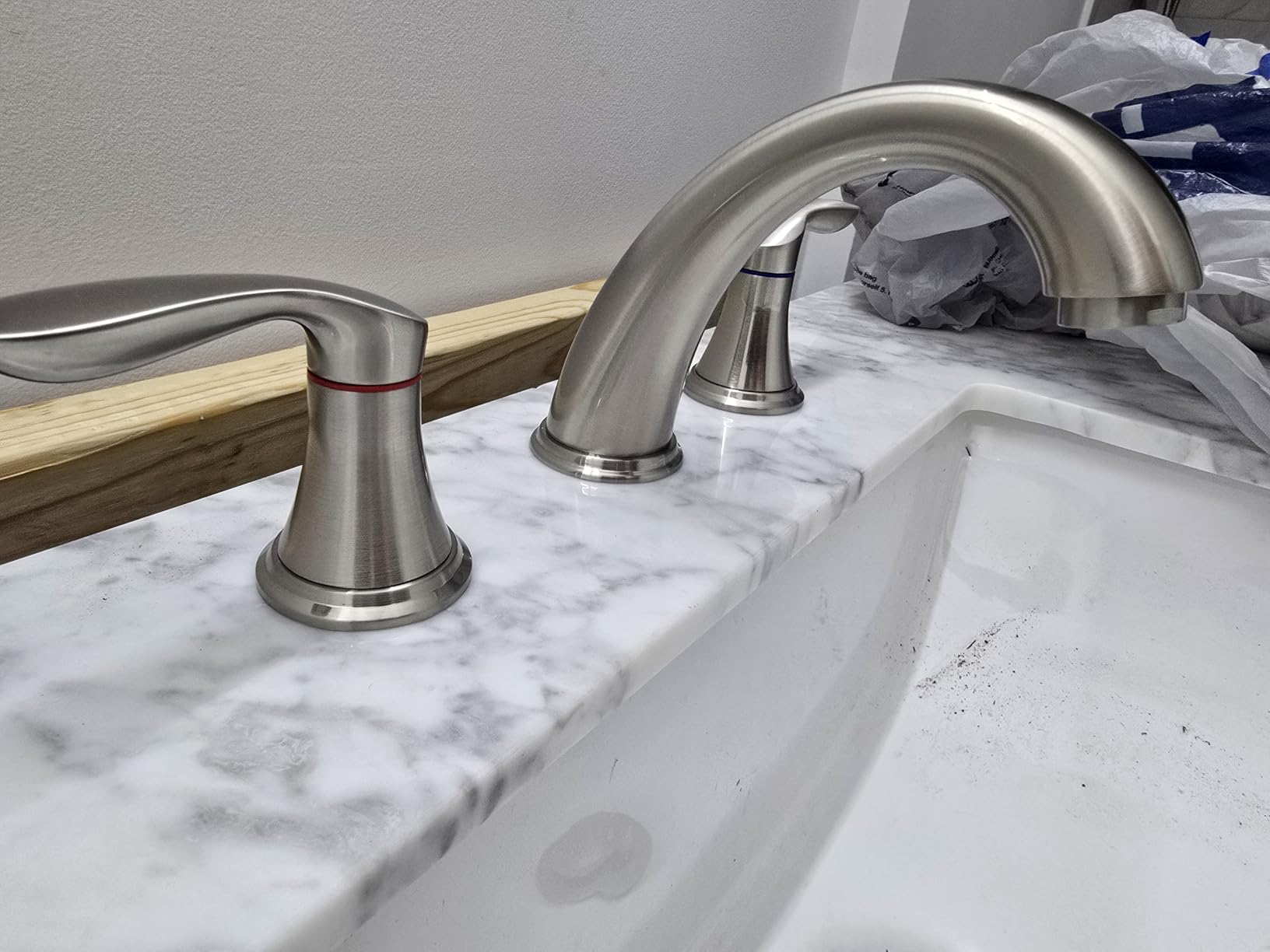 Bathroom Sink Faucet, Faucet for Bathroom Sink, Widespread Brushed Nickel Bathroom Faucet 3 Hole with Stainless Steel Pop Up Drain and cUPC Lead-Free Hose customer photo 1