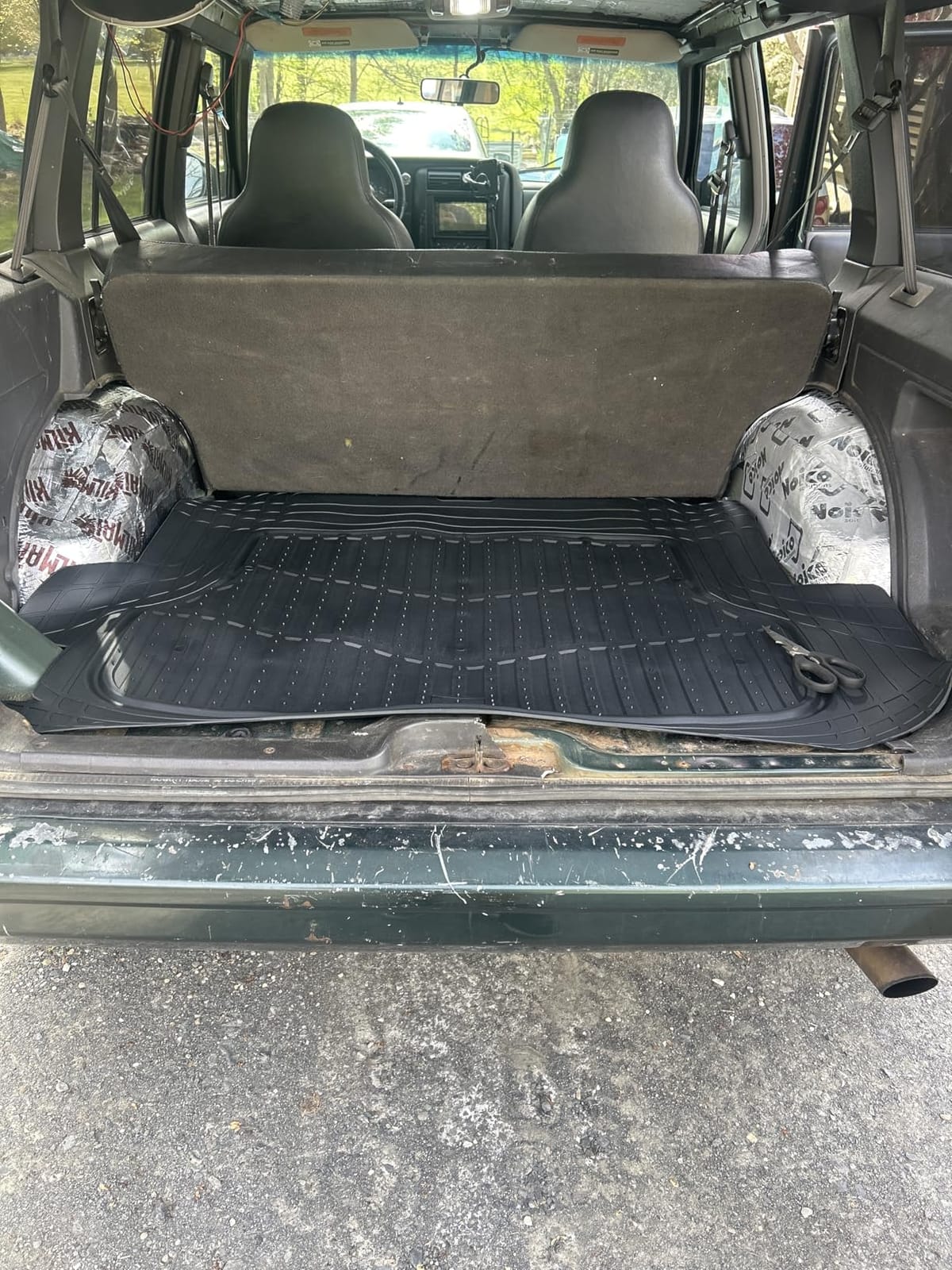 Cat ToughRide Heavy Duty Automotive Rubber Cargo Liner Trunk Floor Mat, Odorless All Weather Protection, Trimmable to Fit Most Vehicles Car Truck Van SUV, Black, 53