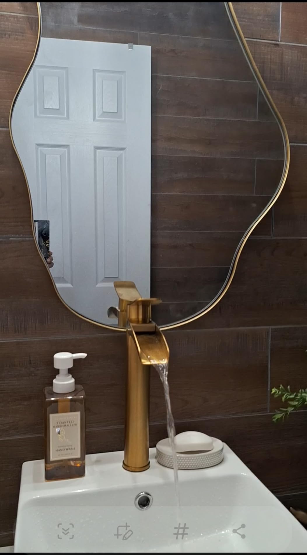 Phiestina Brushed Nickel Tall Bathroom Vessel Sink Faucet, Single Hole Single Handle Waterfall Modern Above Countertop Sink Bathroom Faucet, with Pop Up Drain and Water Supply Line customer photo 1