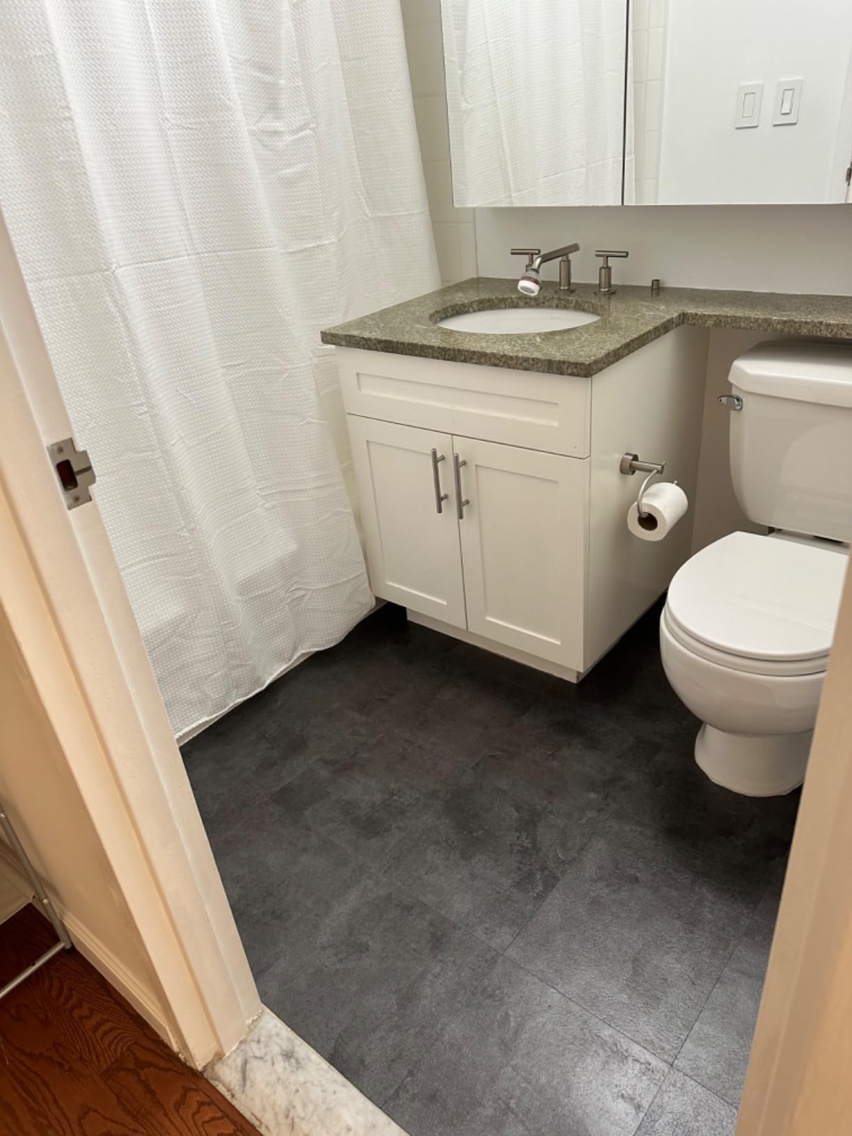 Livelynine 16-Pack Retro Peel and Stick Floor Tile Concrete Slate Gray Vinyl Flooring customer photo 1