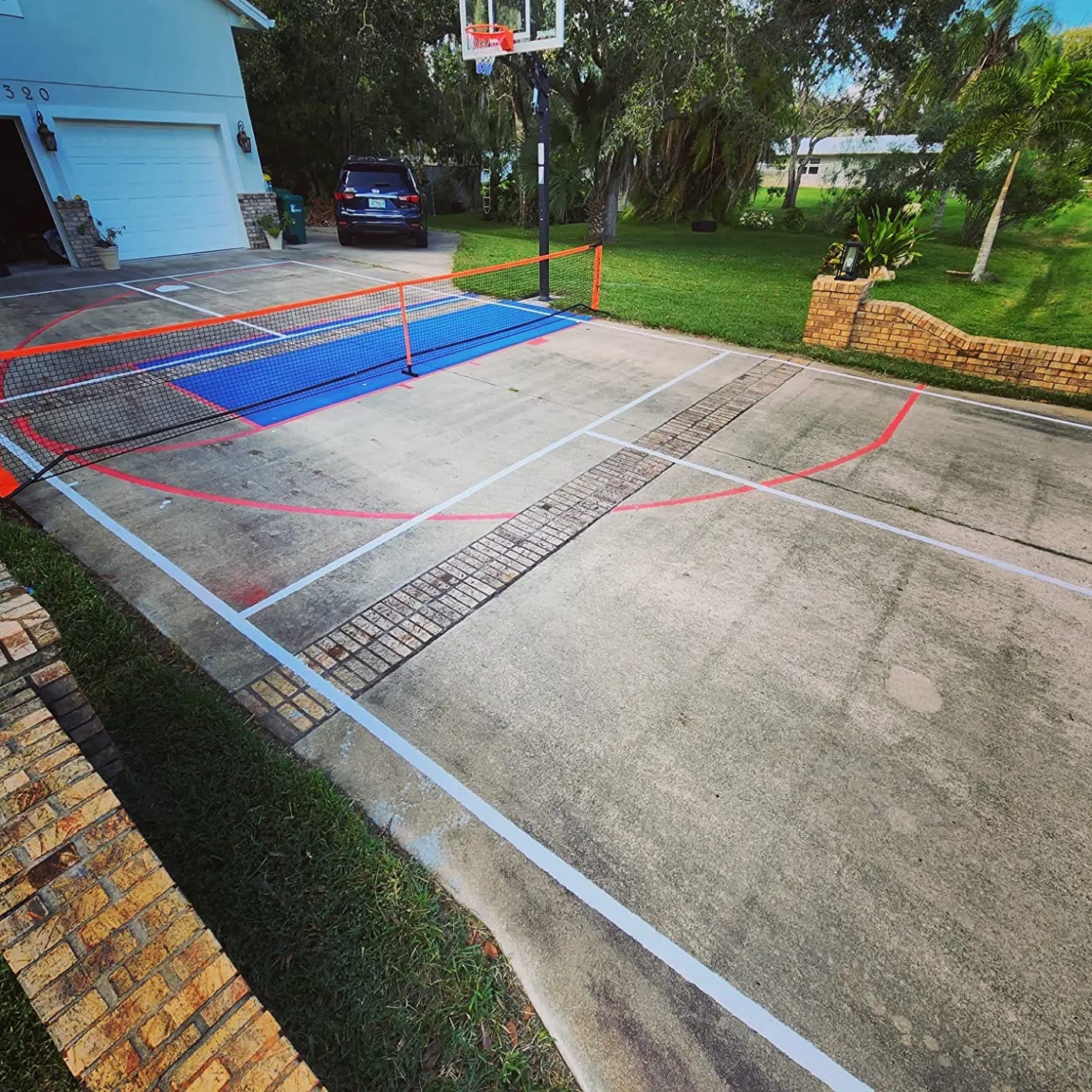 Portable Pickleball Net System for Indoor and Outdoor | 22ft Long Full Regulation Size Full Pickle Ball Net | Includes Floor Markers and Carry Bag | Create Full Portable Pickleball Court customer photo 2