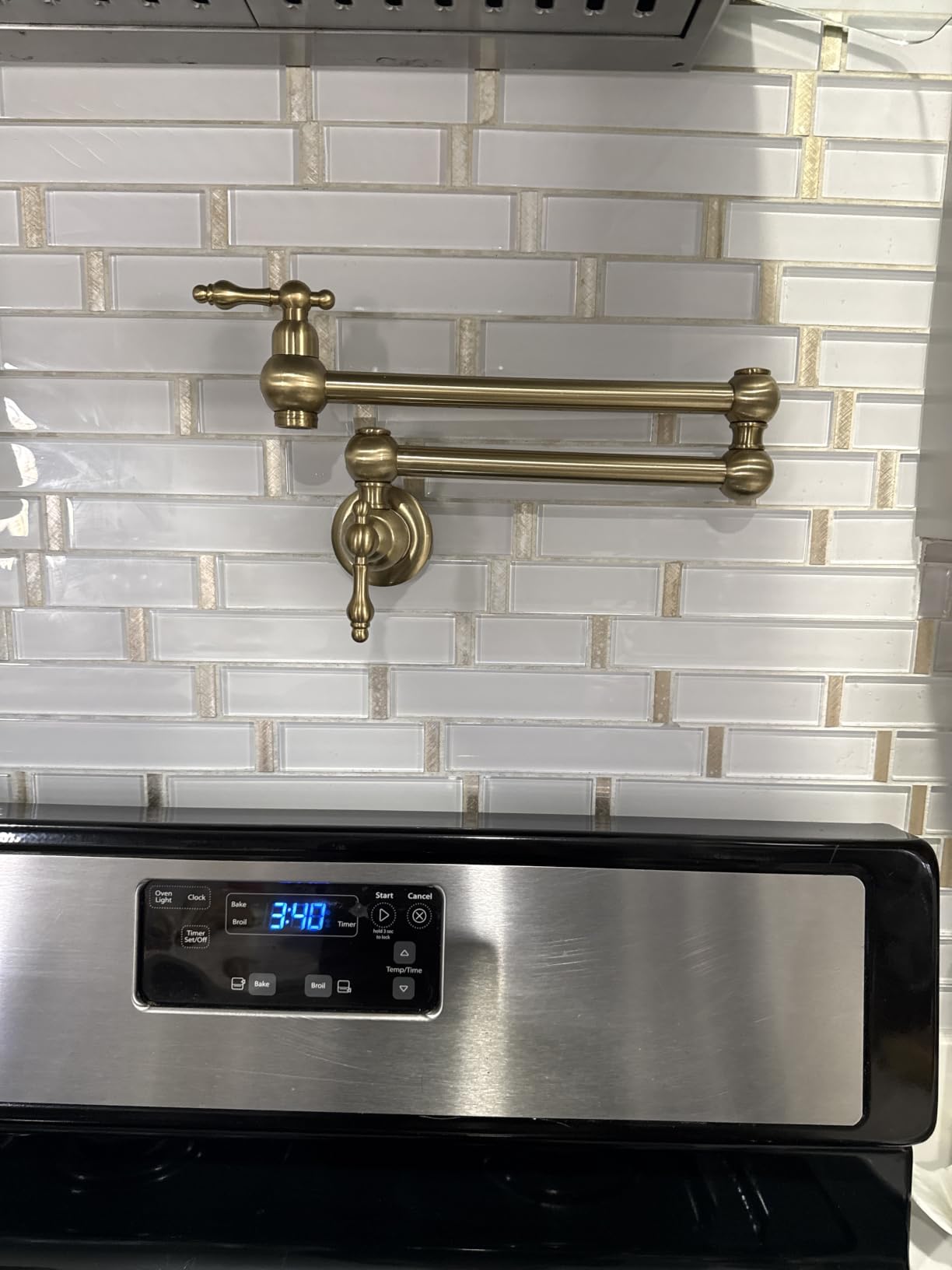 Matte Black Pot Filler Faucet - WOWOW Brass Pot Filler Wall Mount Kitchen Faucet Over Stove with Double Joint Swing Arms customer photo 1