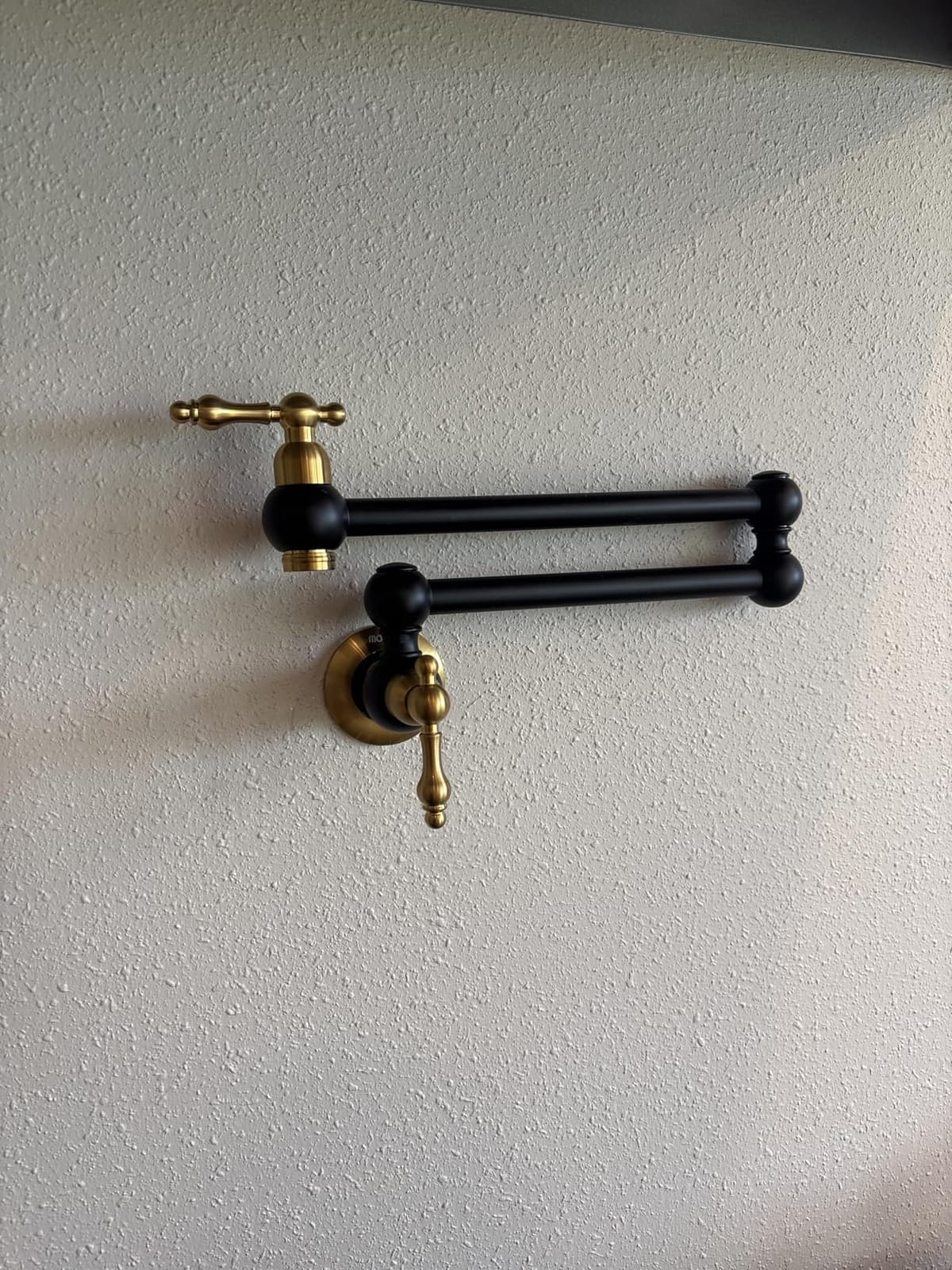 Matte Black Pot Filler Faucet - WOWOW Brass Pot Filler Wall Mount Kitchen Faucet Over Stove with Double Joint Swing Arms customer photo 2