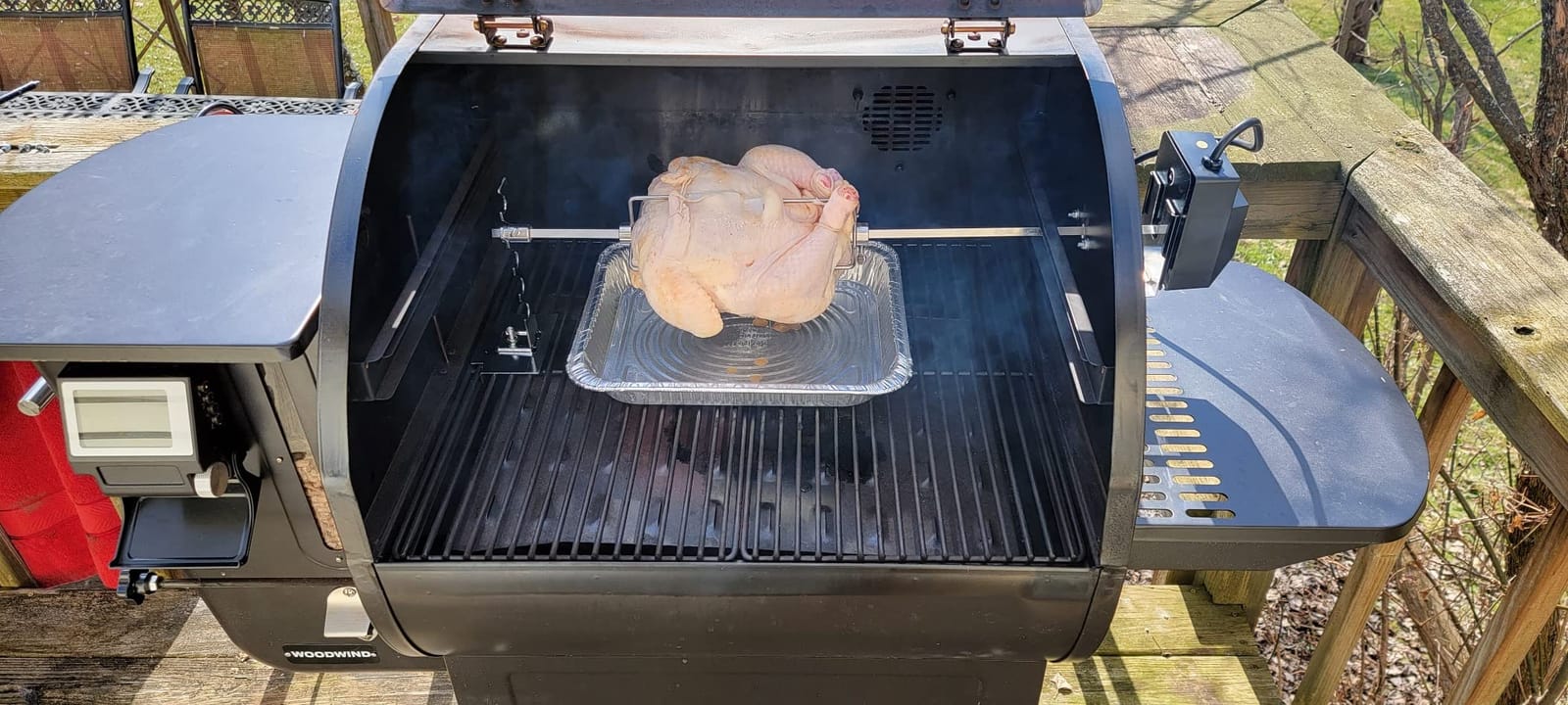Universal Rotisserie Grill Kit, 360° Automatic Rotating Rotisserie Kit with 120V 4W Motor, 28