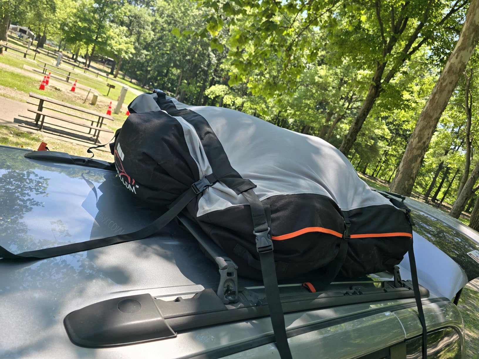 RoofPax 23 cft. Extra Waterproof Rooftop Cargo Carrier Bag, Double Weatherproof Zippers, 10 Heavy-Duty Tie-Down Straps fit Cars with/Without a Rack or Side Rails, Safety Hooks Included customer photo 1