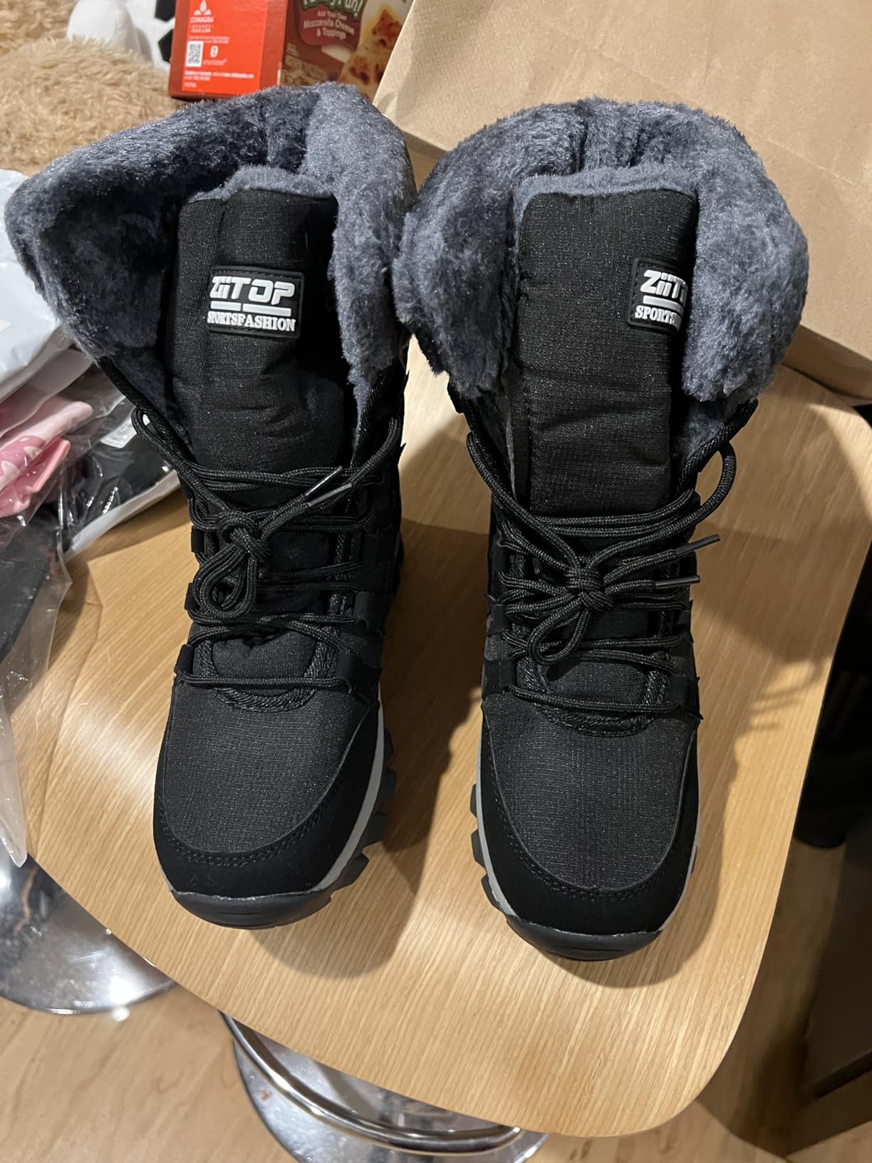 ziitop Womens Winter Snow Boots Waterproof Fur Lined Warm | Winter Boots for Women Lace up Mid Calf Outdoor Anti-Slip Shoes customer photo 2