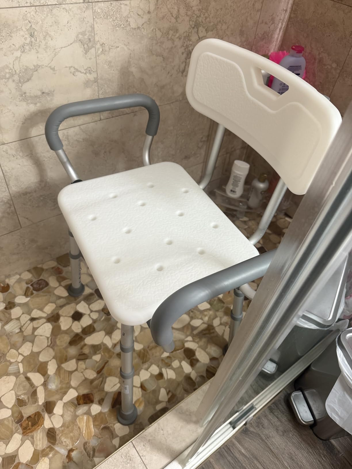 Medline Shower Chair with Backrest and Padded Armrests - 350 lb. capacity, Bath Bench, Seat, Stool for Independent Adult, Seniors, Elderly & Disabled Patients customer photo 1