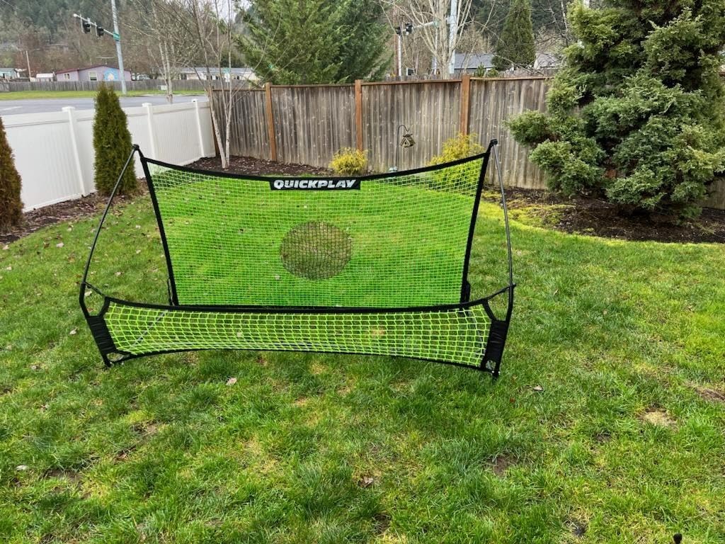 QUICKPLAY TEKKERS TRAINER Soccer Rebounder, 6.5x4' Spot & 6.5x1.5ft Ground Pass Nets, Alloy Steel, Fiberglass, Black, Green, Portable | Twin rebound nets, Portable steel frame, Turf, court & indoor customer photo 1