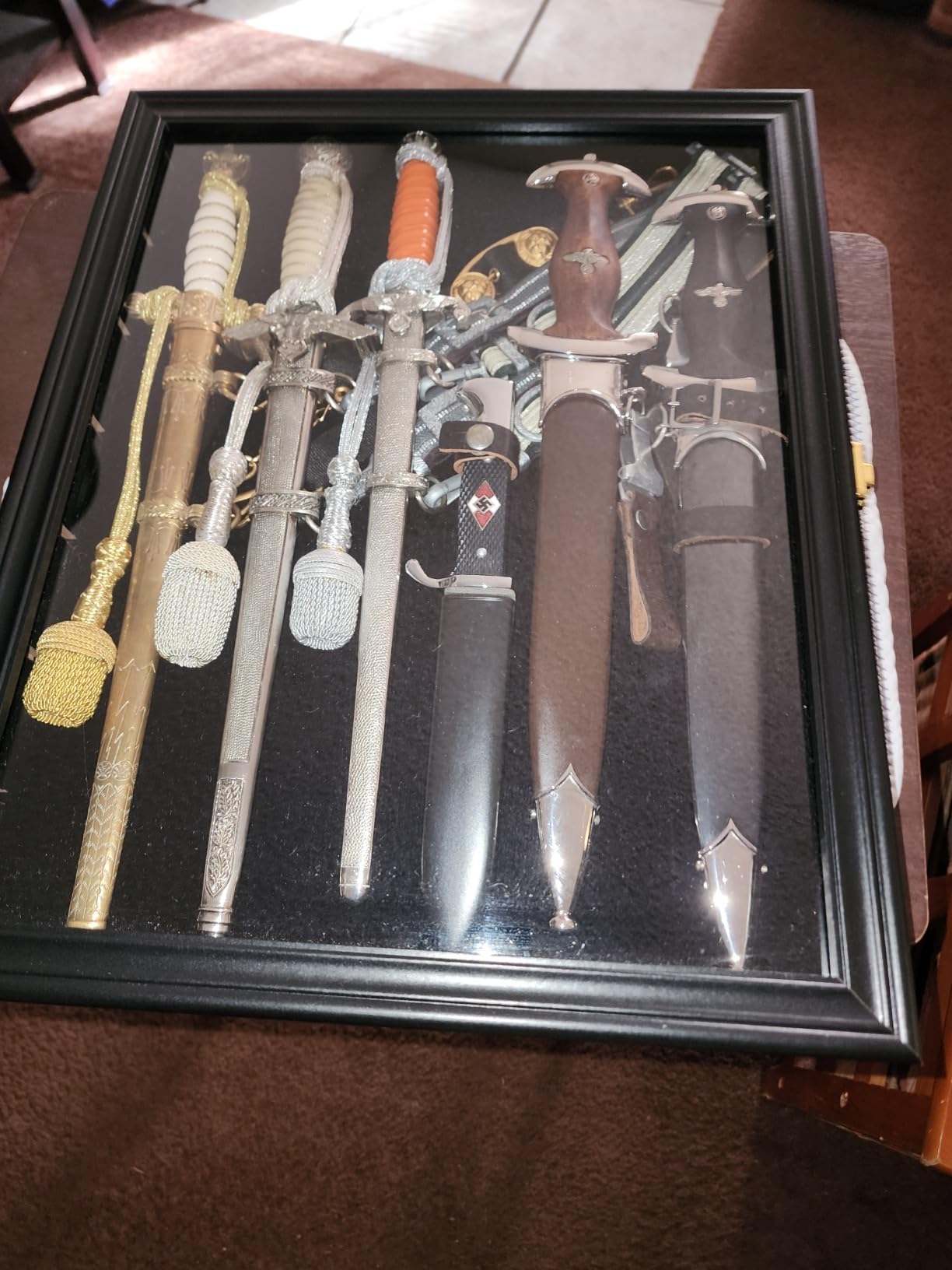 Knife Display Case Pocket Knife Shadow Box Wall Cabinet Black | Pocket Knife Display Stand, Military Folding Knife, Uv Protection Acrylic, Lockable customer photo 2