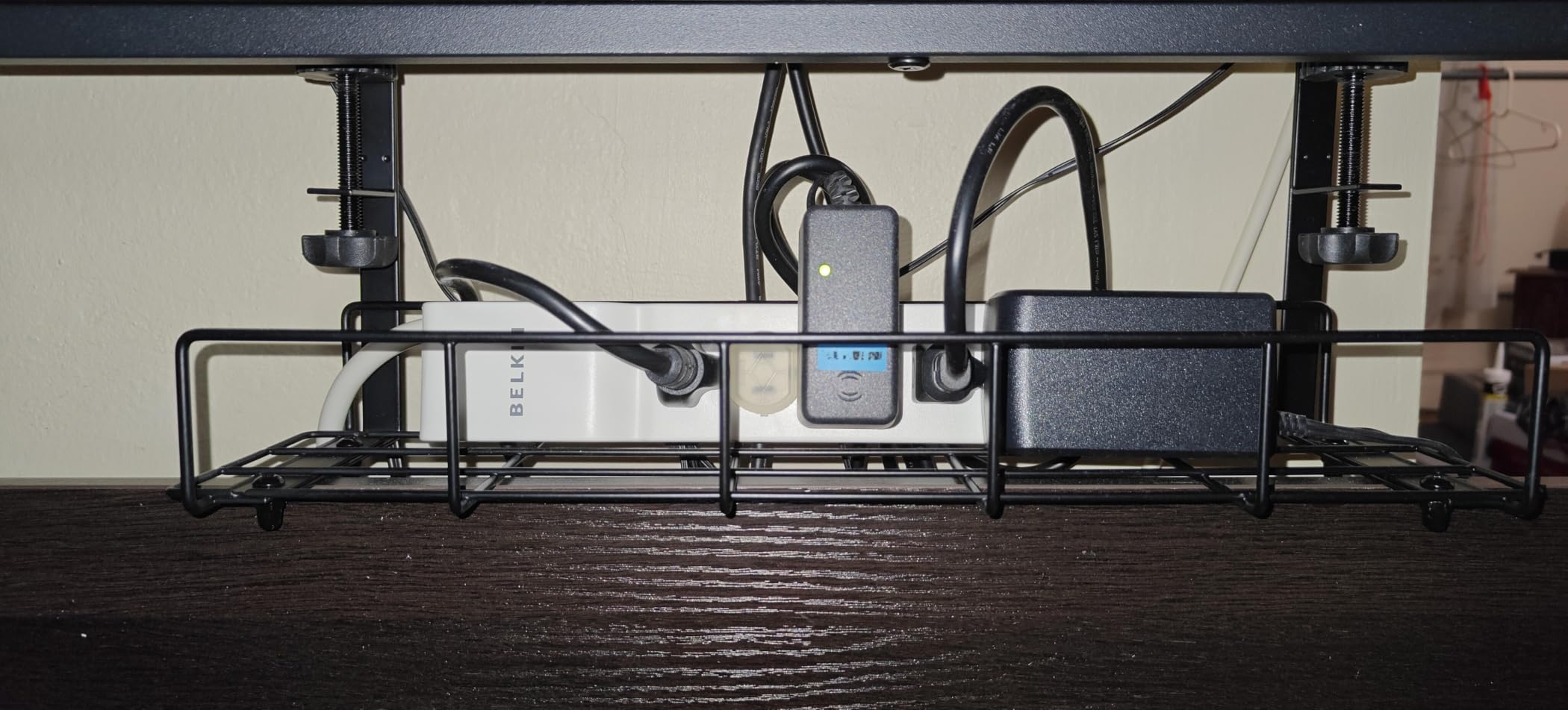 Under Desk Cable Management Tray No Drill Steel Tray Black | No drill steel under desk cable tray 15.7