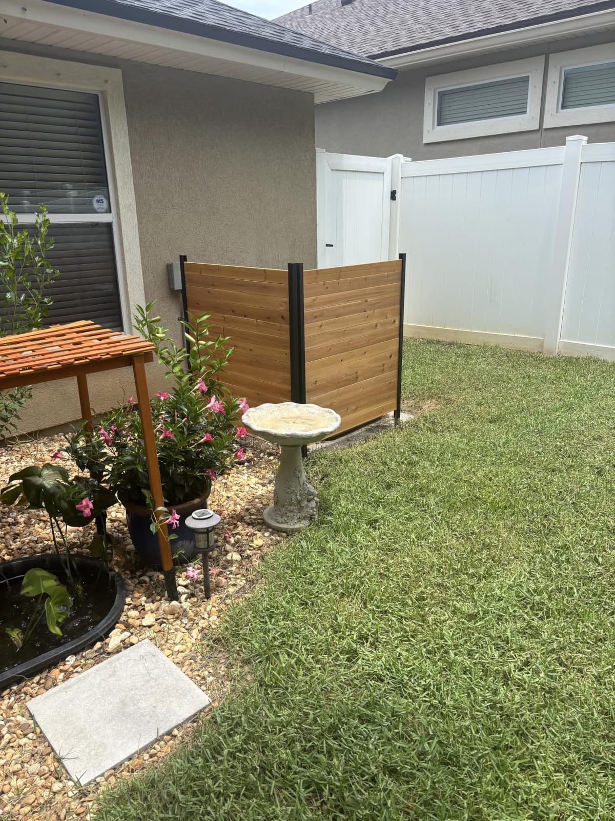 Enclo Charleston Privacy Screen, Cedar Wood, DIY No Dig Screen Kit | 3.5ftH x 3ftW, 2 Panels, AC Unit Slatted Fence, EC18009 customer photo 2