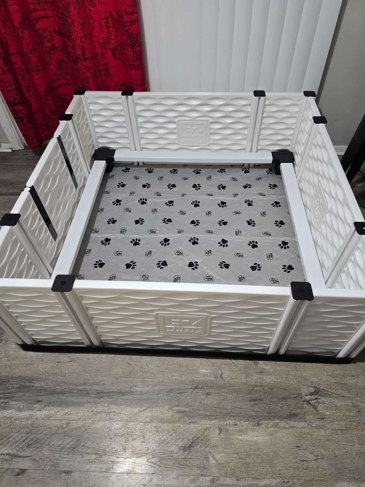 EZwhelp EZclassic Large Dog Whelping Box with Rails, 48x48x18 in, Gray Pad, Large 48x48 whelping box with puppy safety rails, waterproof gray pad, sturdy easy-clean build, and portable tool-free setup customer photo 1