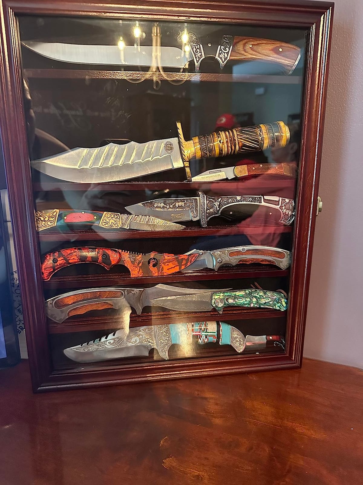 Pro Collector's Pocket Knife Display Case Folding Knives Display Frame Shadow Box for Military Hunting Knives with 98% UV Protection Lockable (Black Finish) customer photo 1